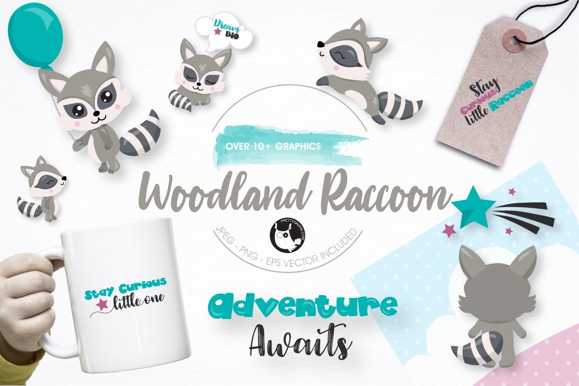 Woodland Raccoon graphics - Vector Image