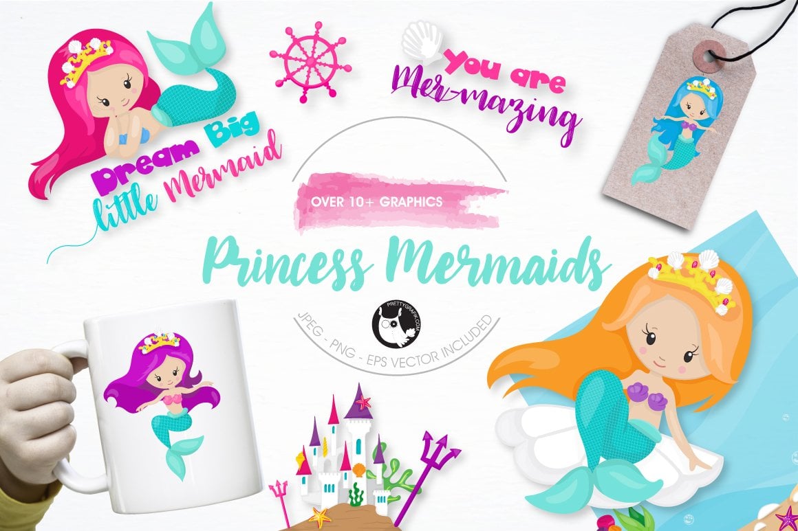 Princess mermaid graphics - Vector Image