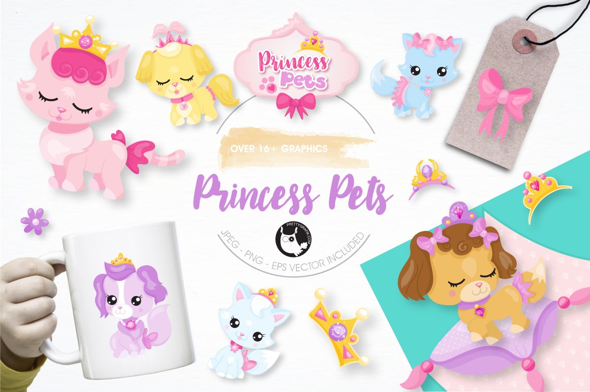 Princess pets graphics illustration - Vector Image