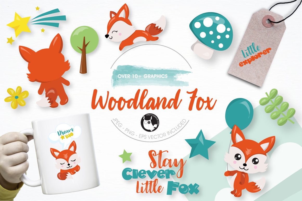 Woodland fox graphics illustration - Vector Image