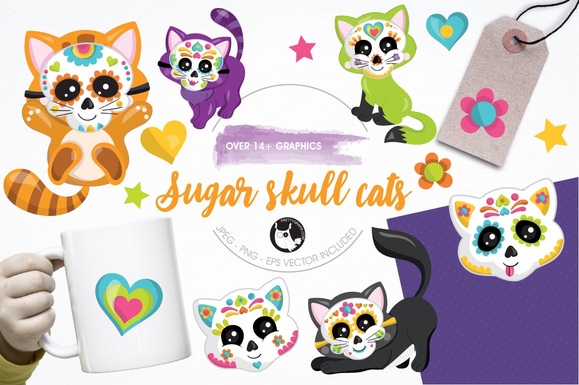 Sugar cats graphics & illustrations - Vector Image