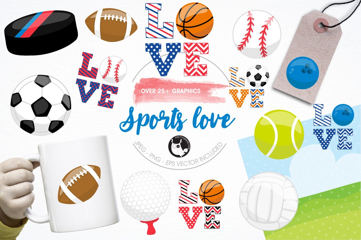 Sports love illustration pack - Vector Image