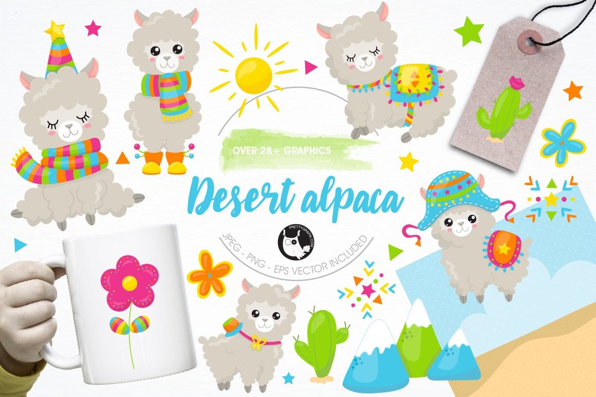 Alpaca illustration pack - Vector Image