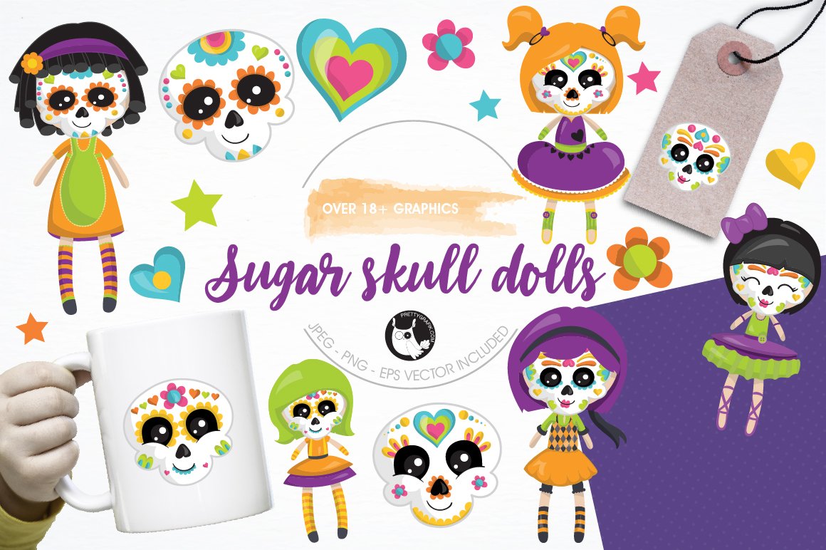 Skull dolls graphics & illustrations - Vector Image