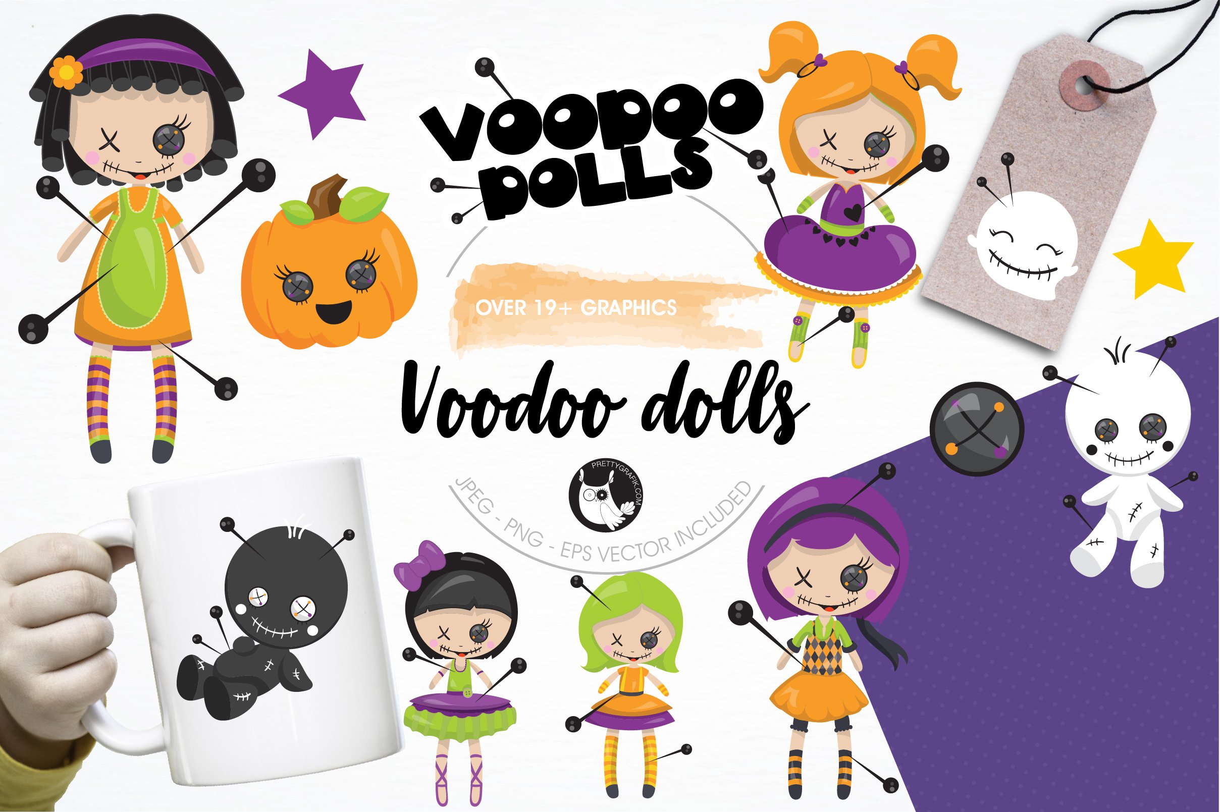 Voodoo dolls graphics, illustrations - Vector Image