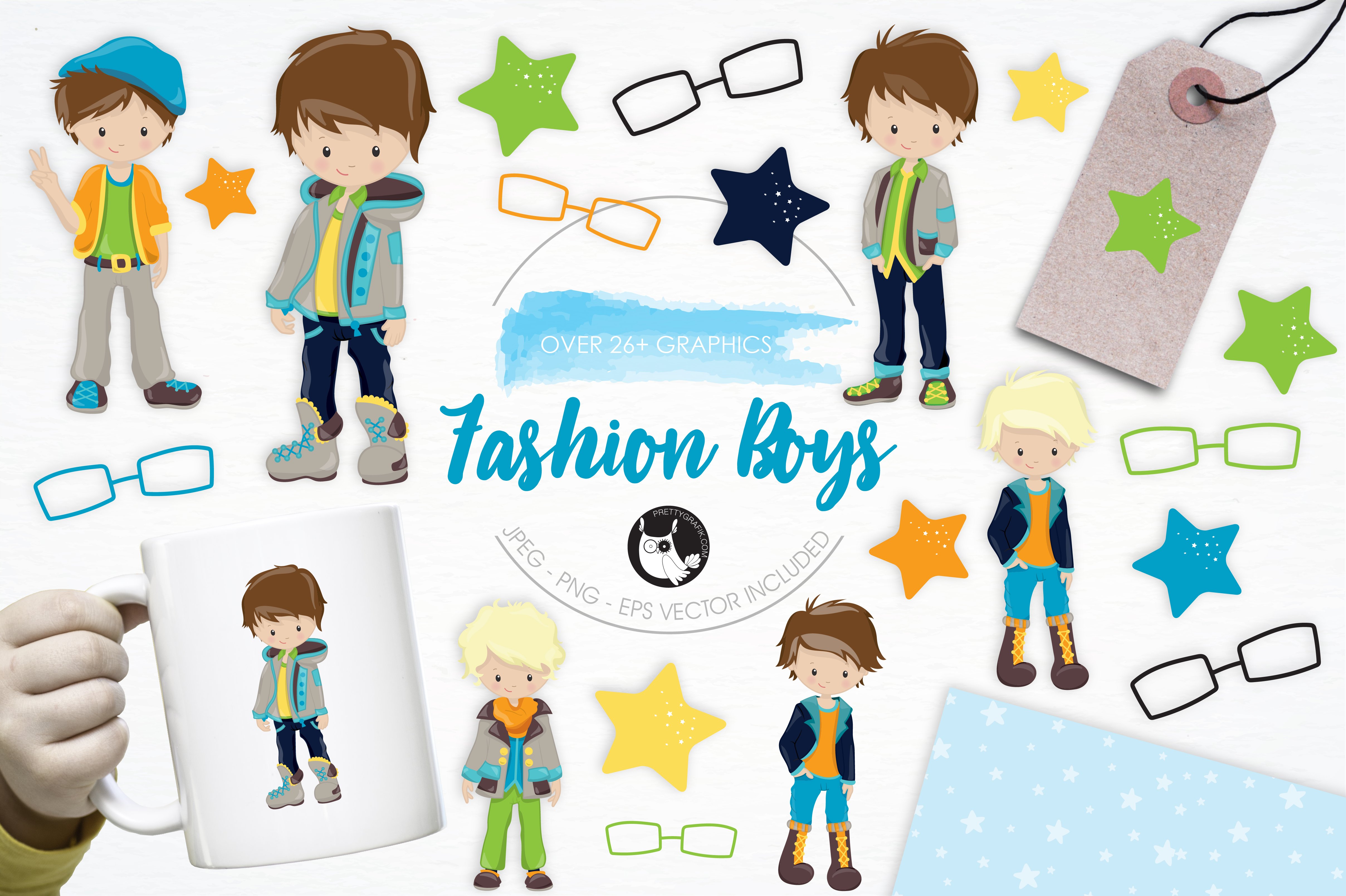 Fashion Boys illustration pack - Vector Image