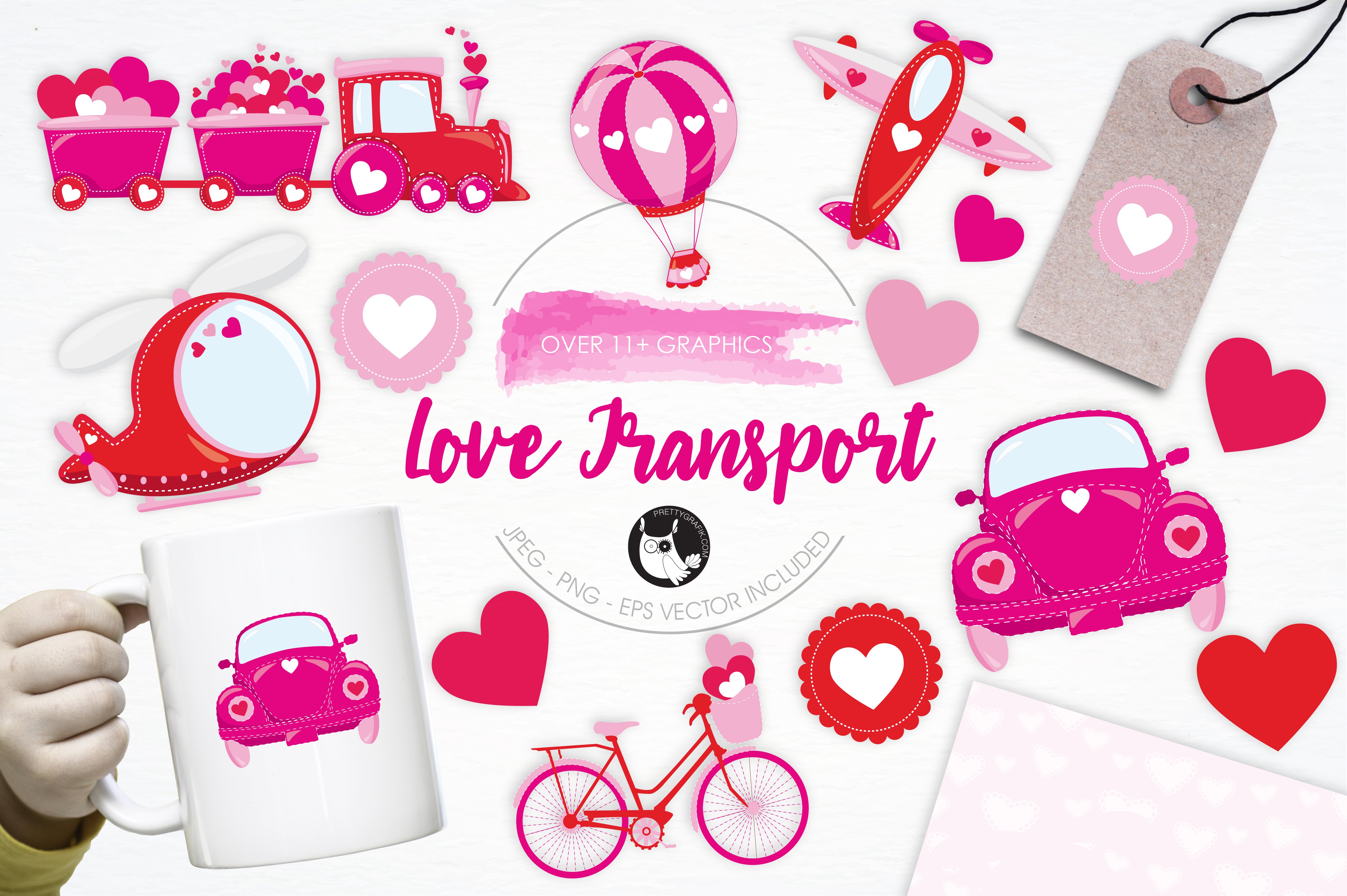 Love Transport illustration pack - Vector Image