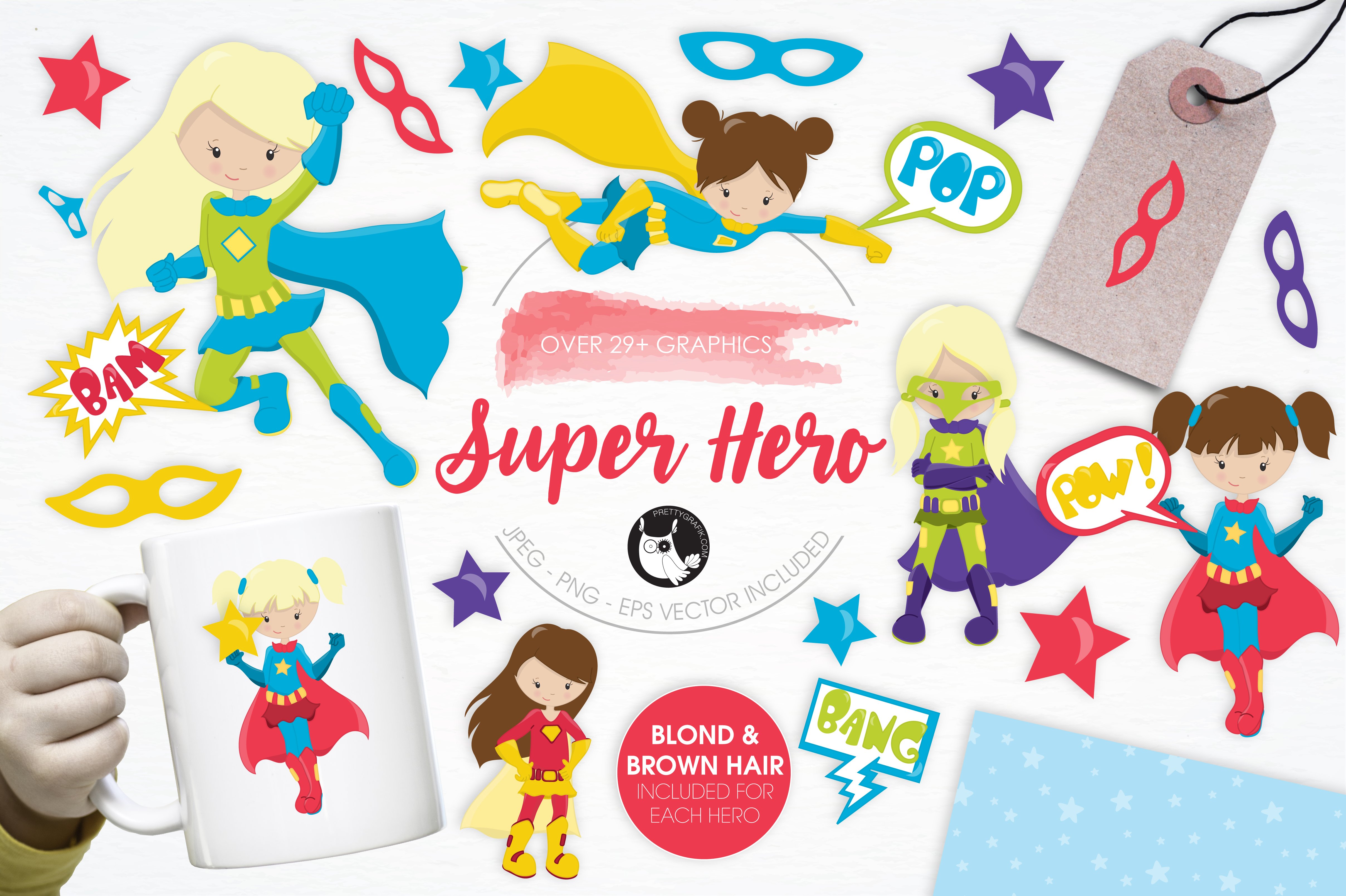 Super Hero illustration pack - Vector Image