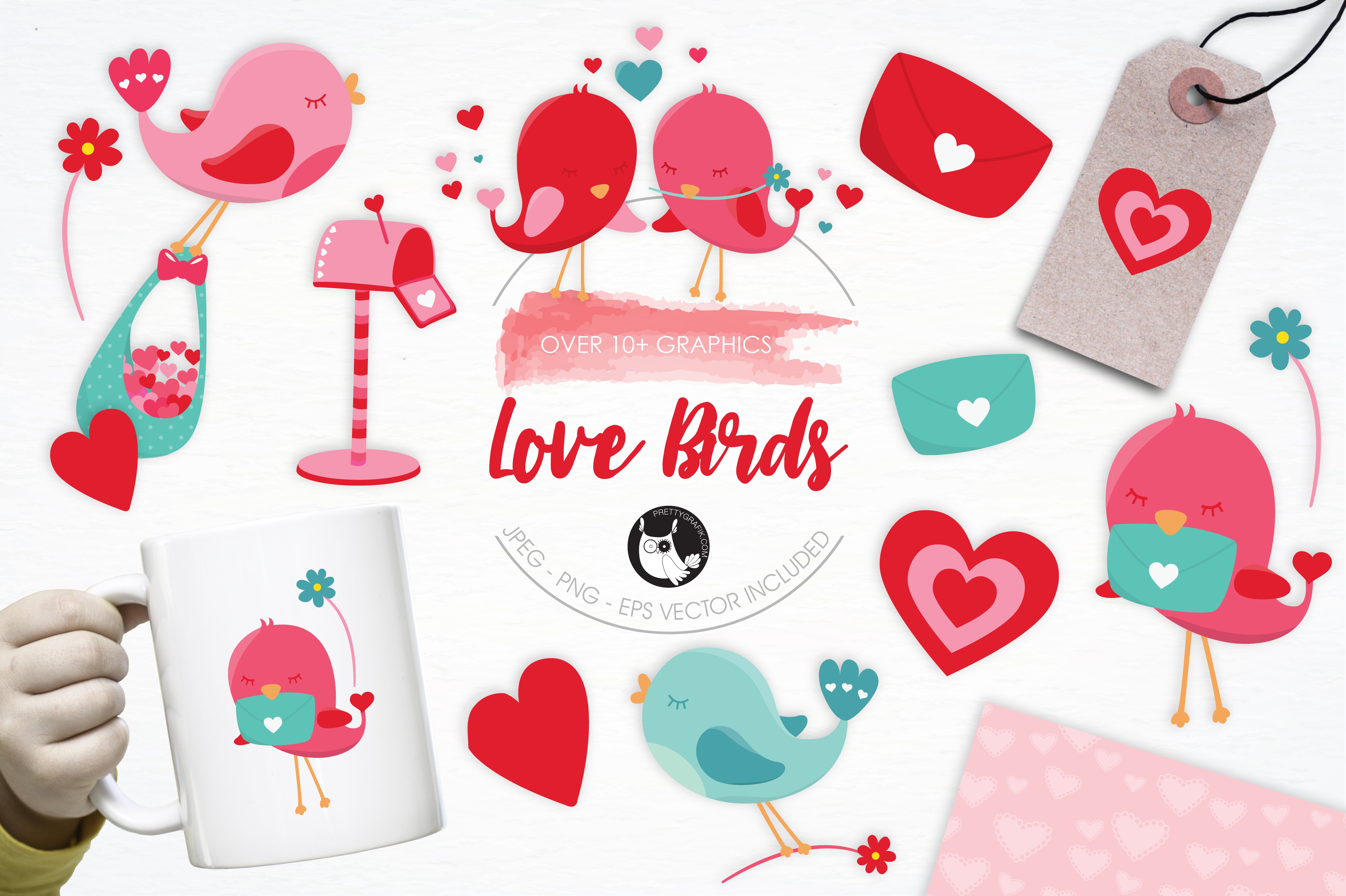 Love Birds illustration pack - Vector Image