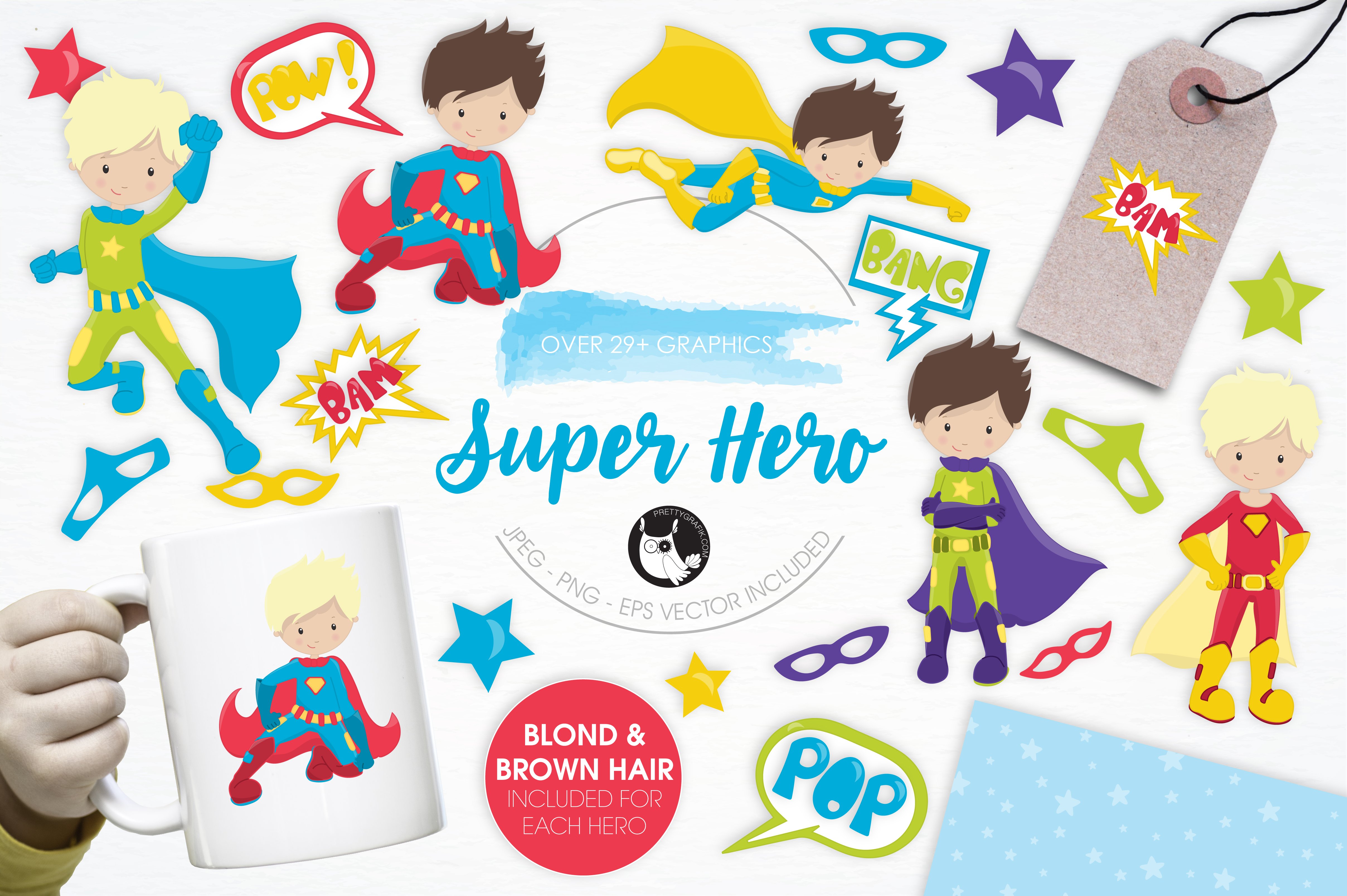 Super Hero illustration pack - Vector Image