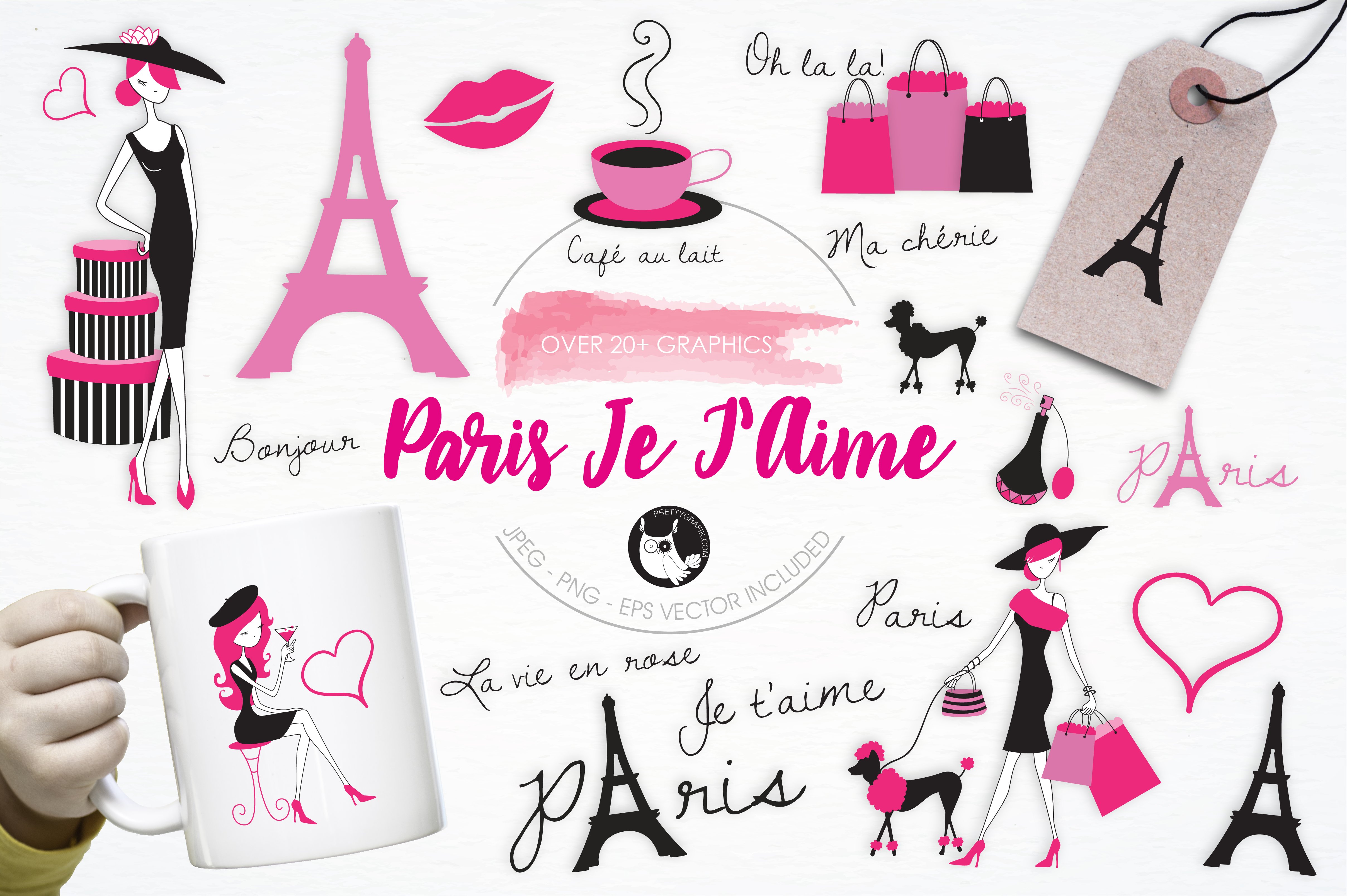 Paris Je T'Aime illustration pack - Vector Image