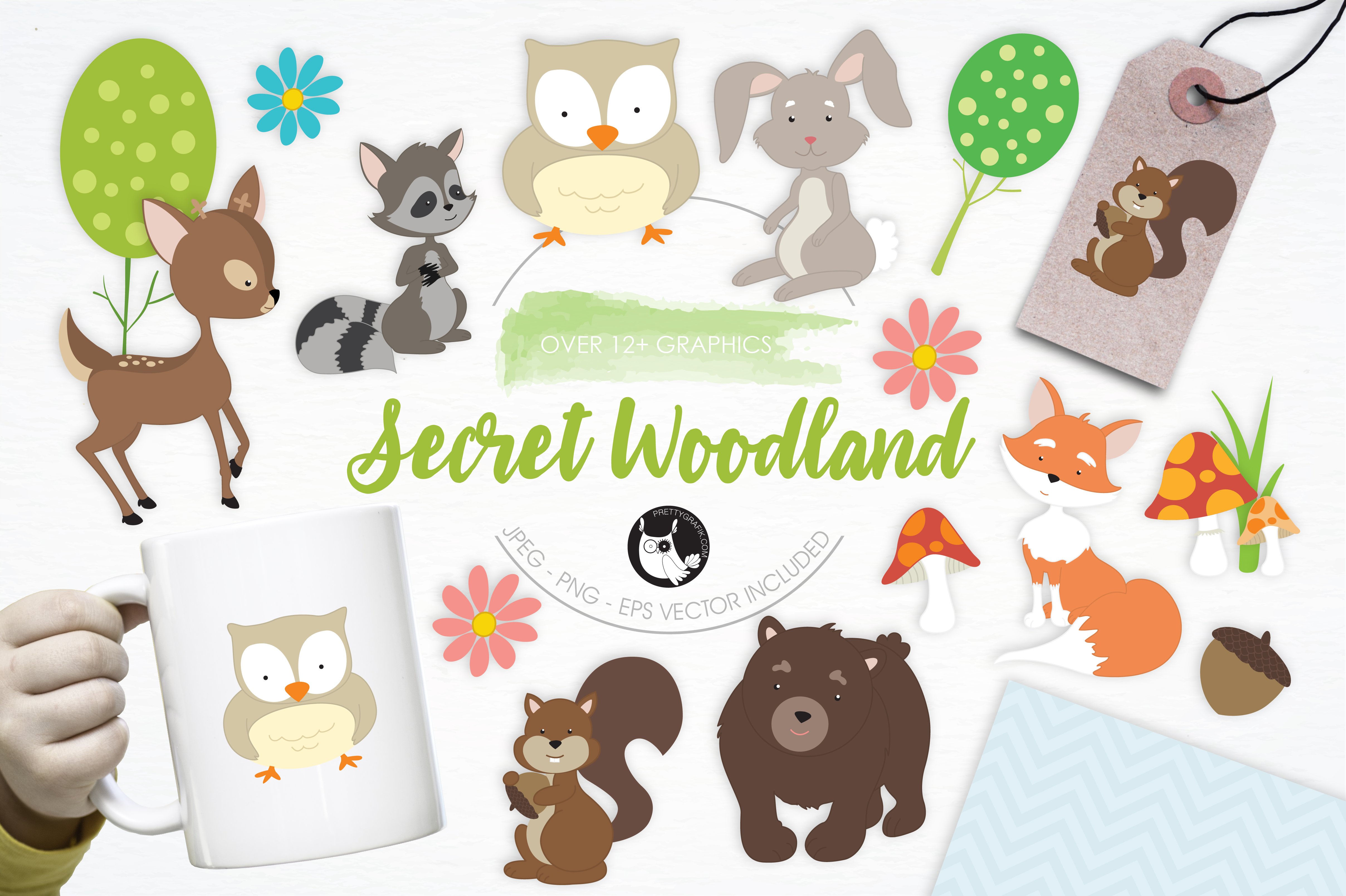 Secret Woodland illustration pack - Vector Image