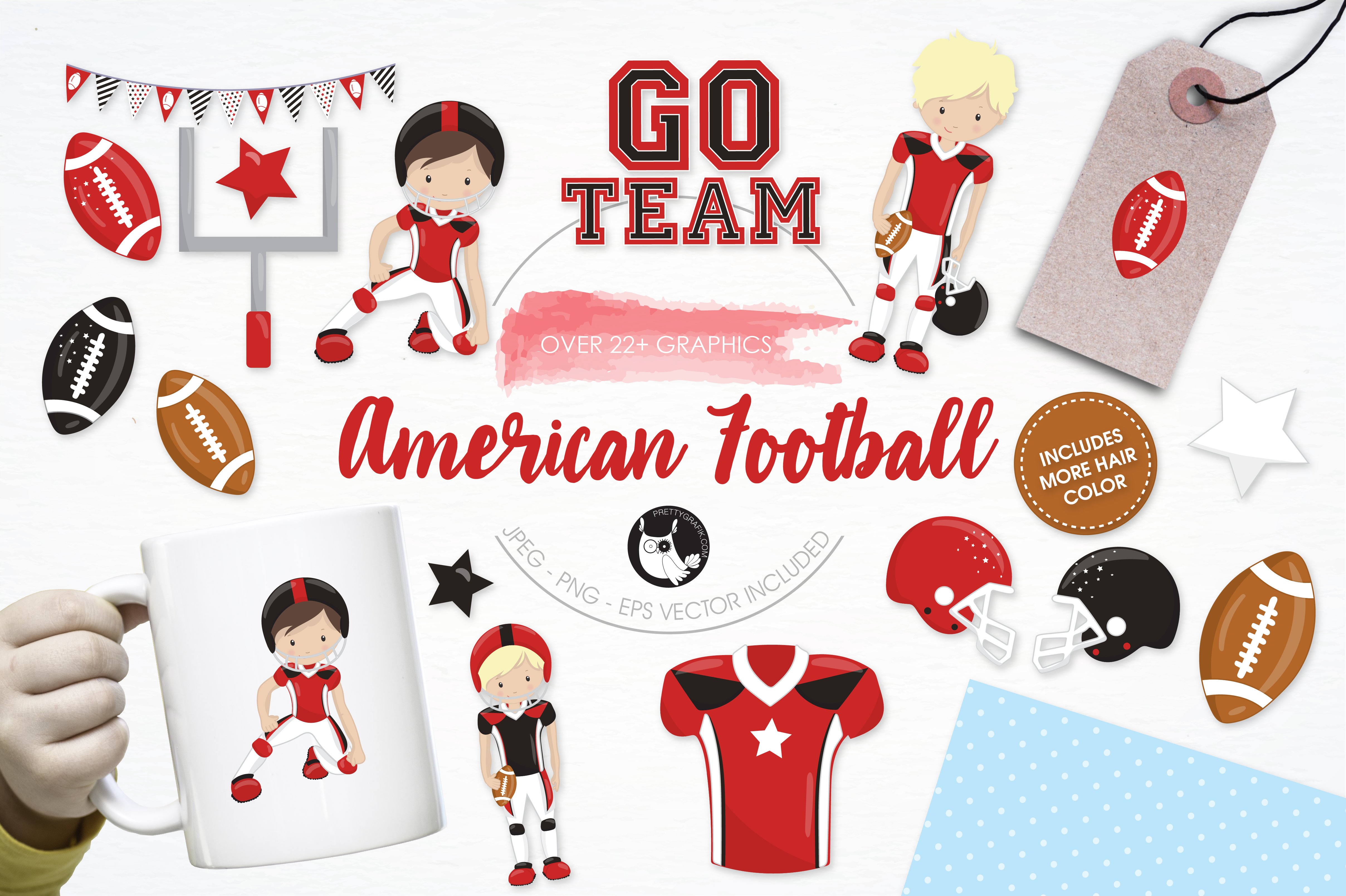 American football illustration pack - Vector Image