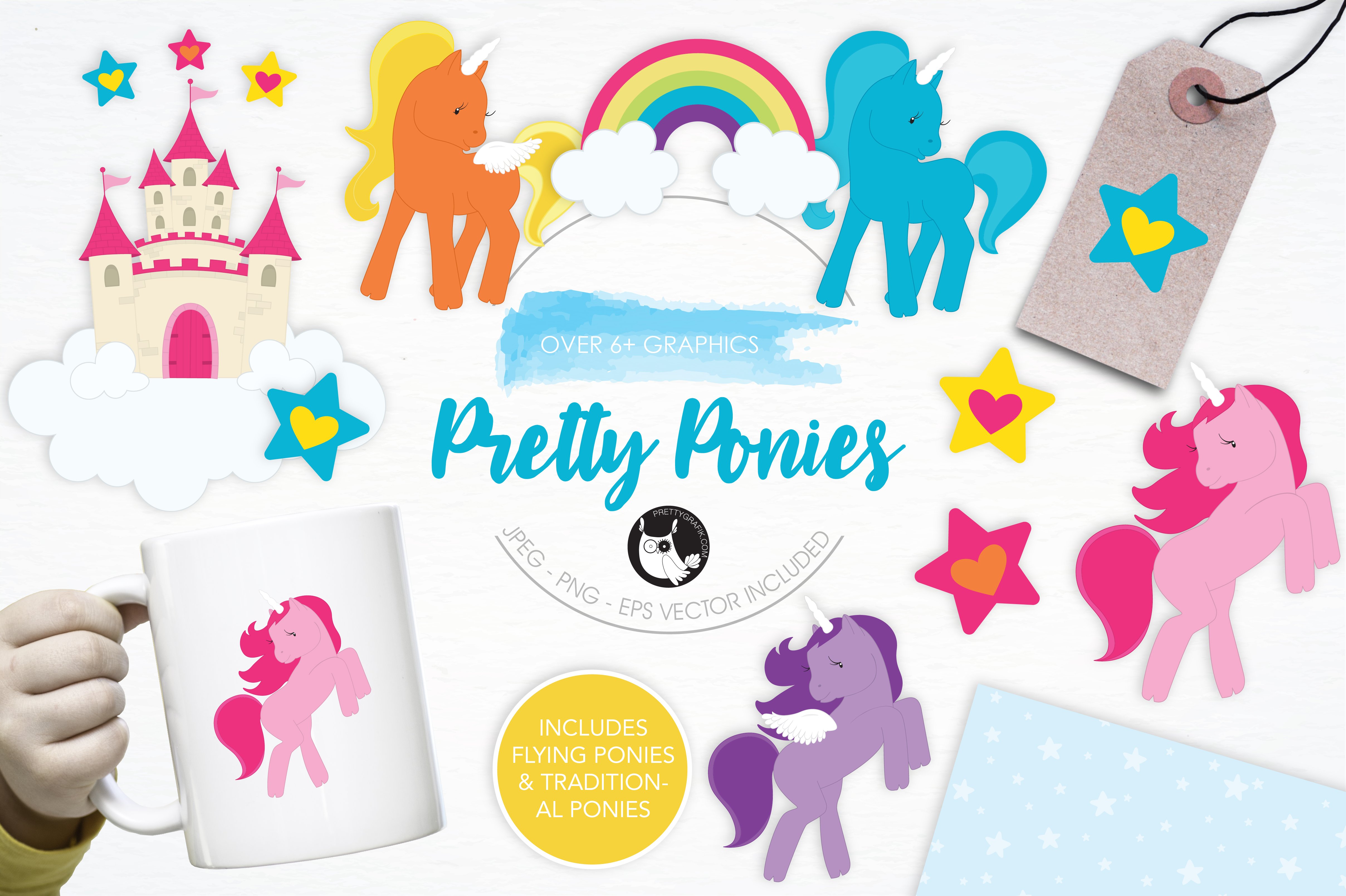 Pretty Ponies illustration pack - Vector Image