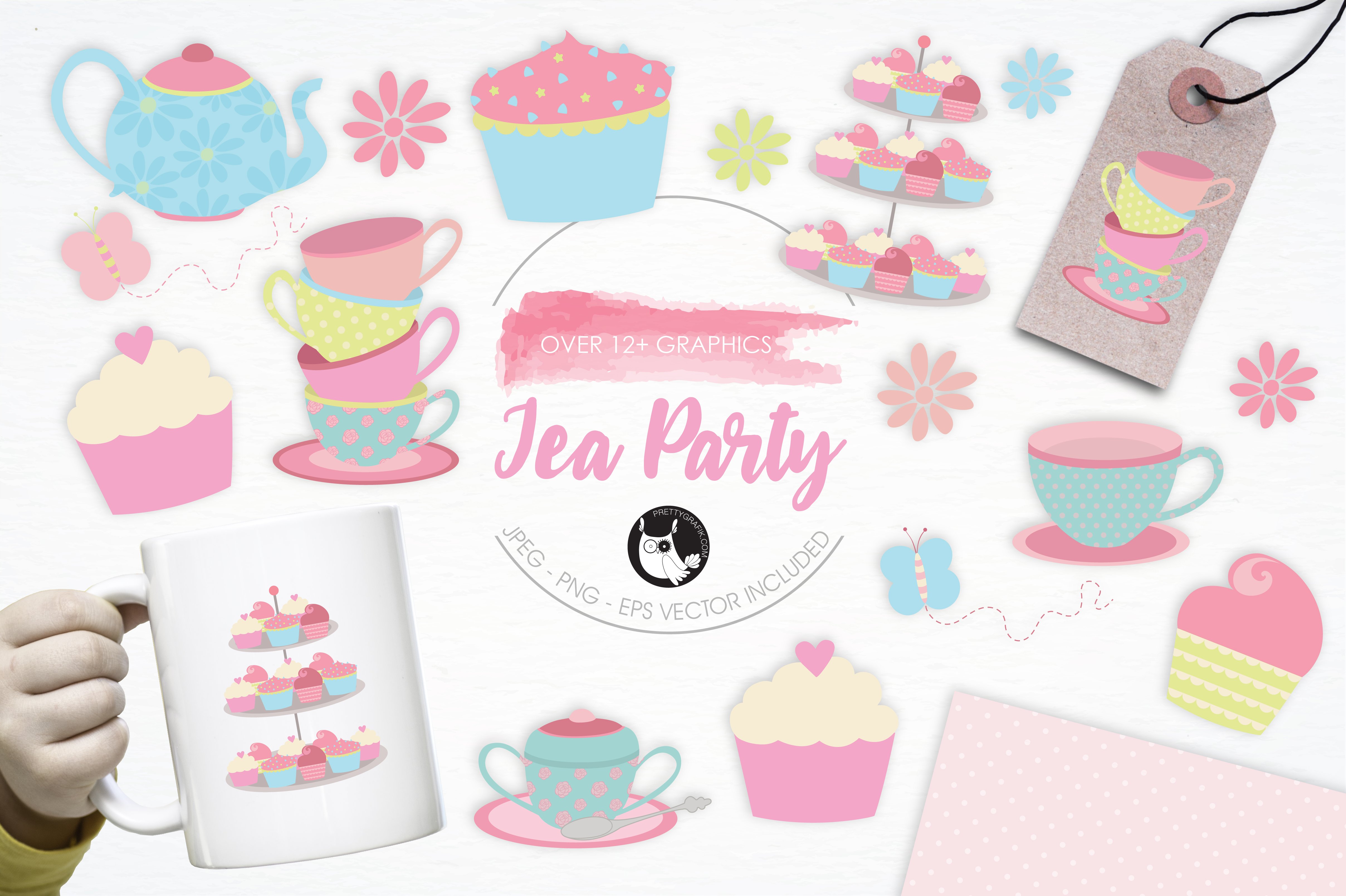 Tea Party illustration pack - Vector Image