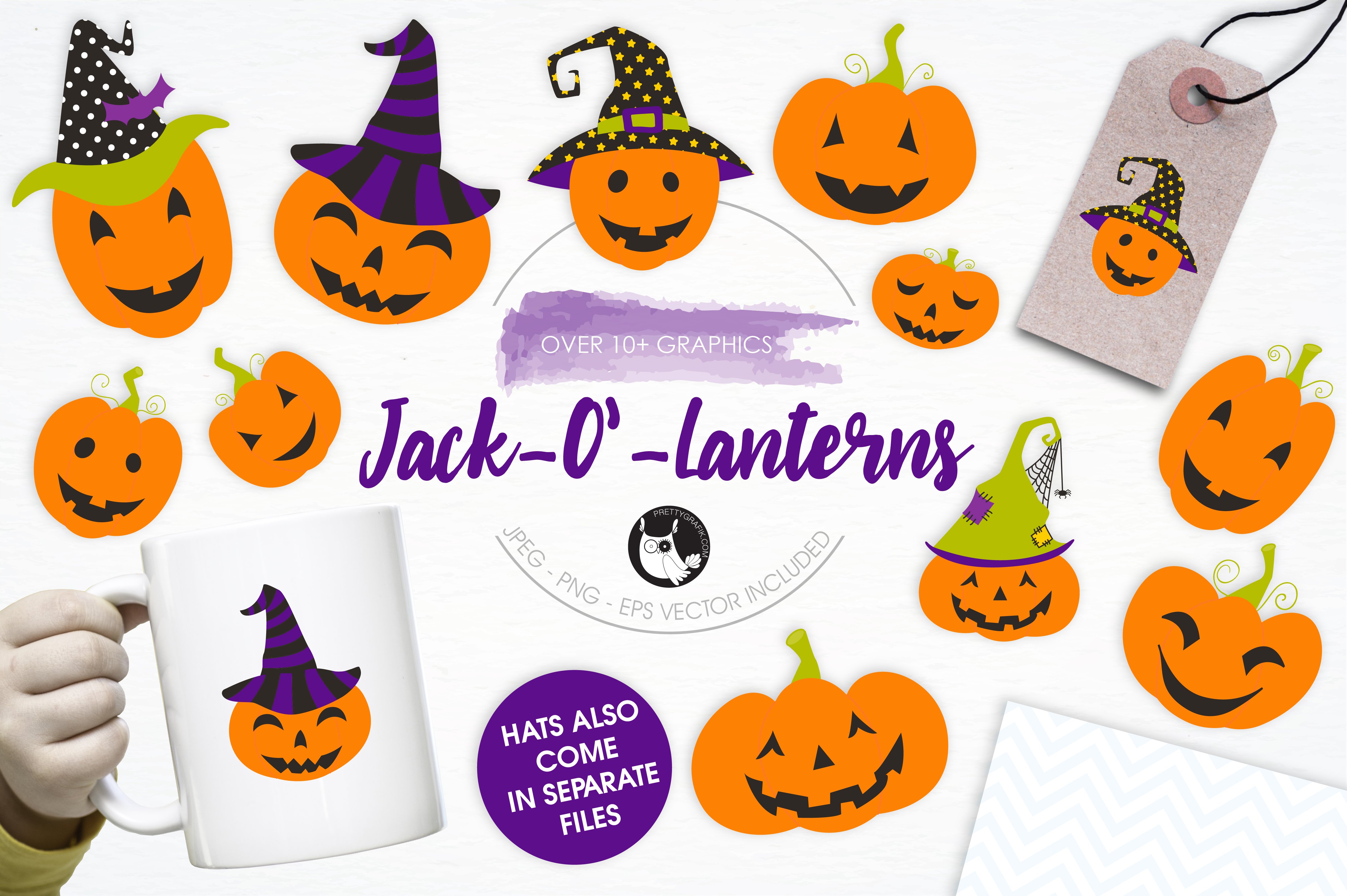 Jack O' Lanterns illustration pack - Vector Image