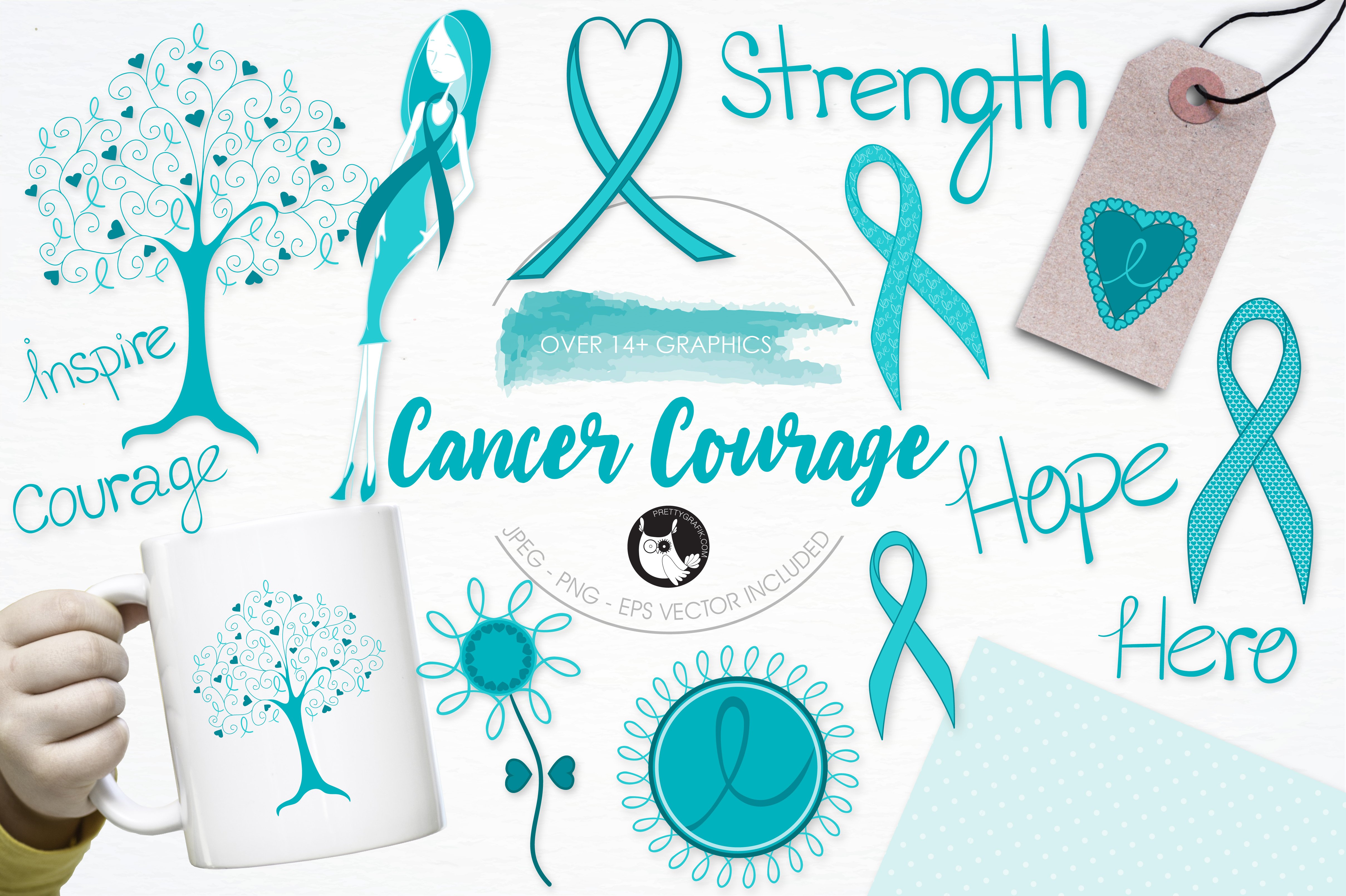 Cancer courage illustration pack - Vector Image