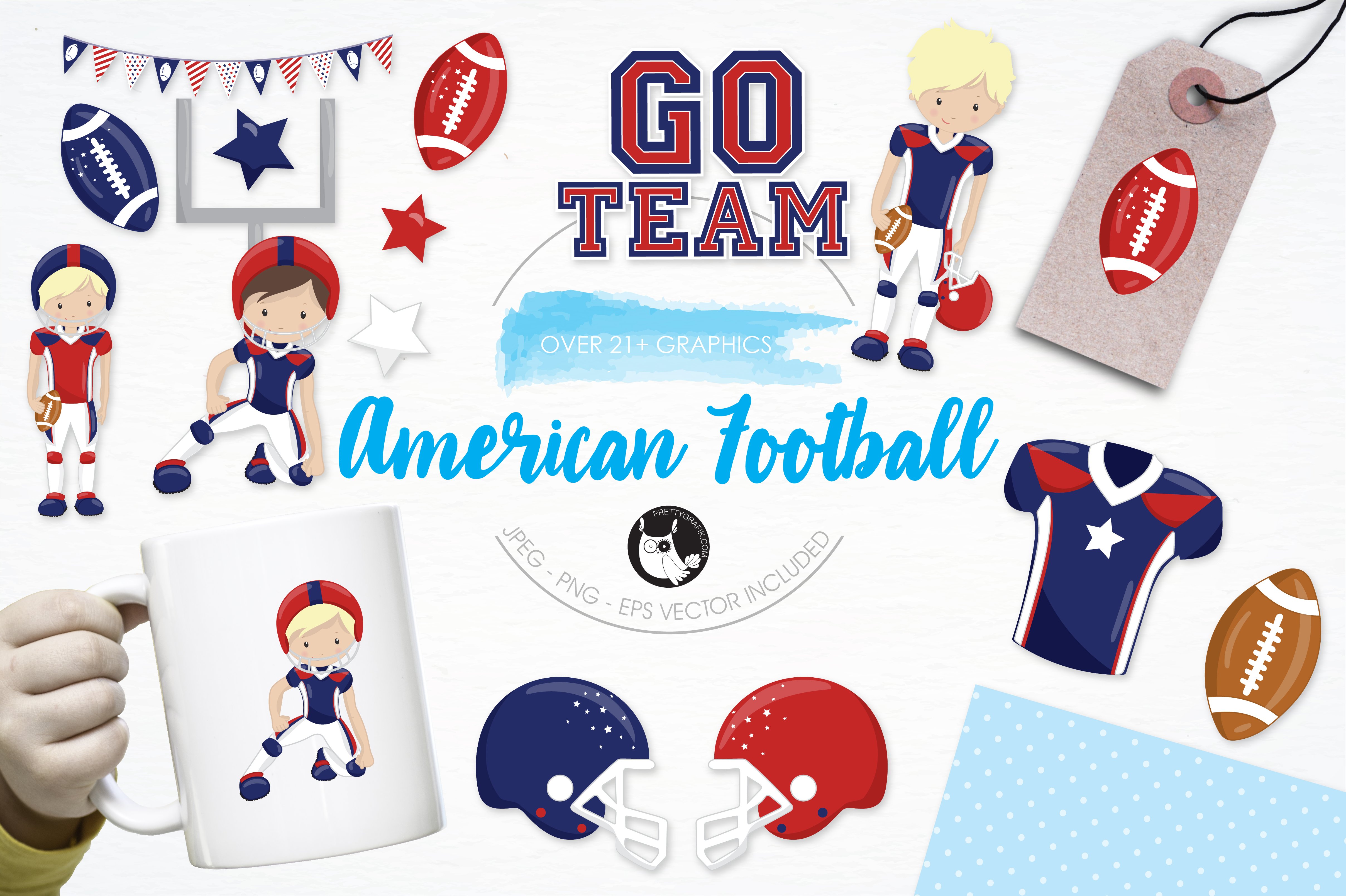 American football illustration pack - Vector Image