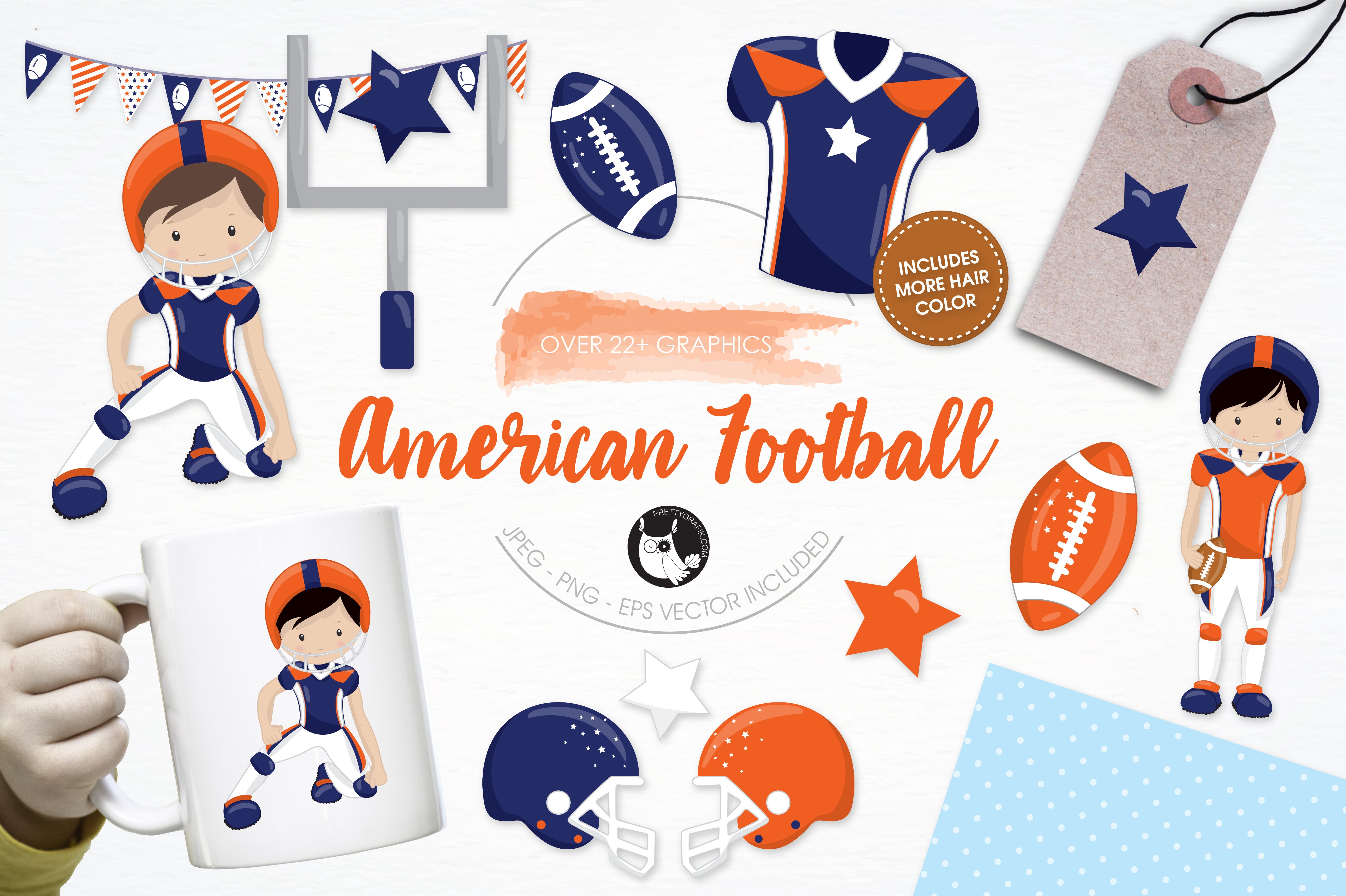 American football illustration pack - Vector Image