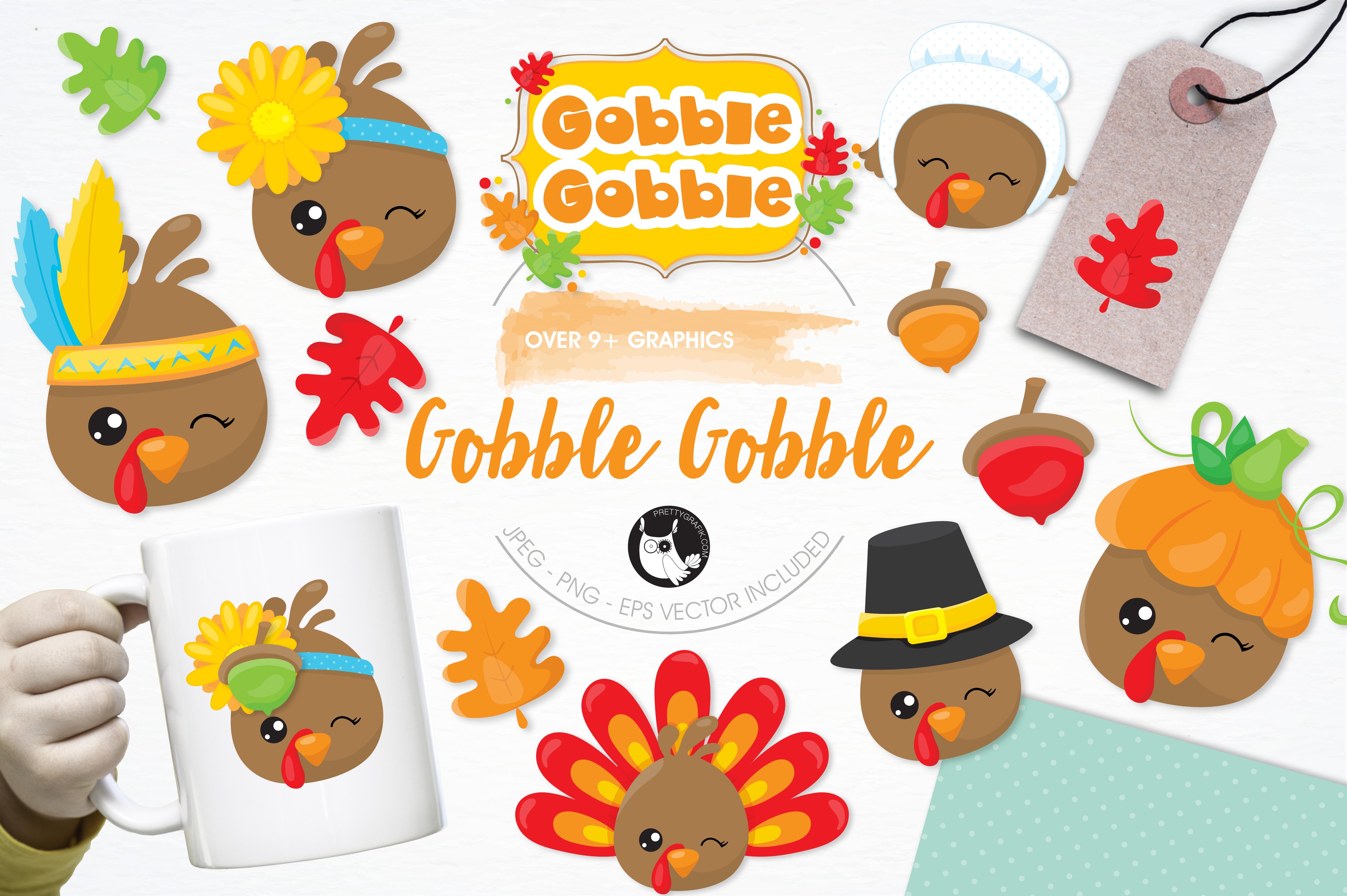 Gobble gobble illustration pack - Vector Image