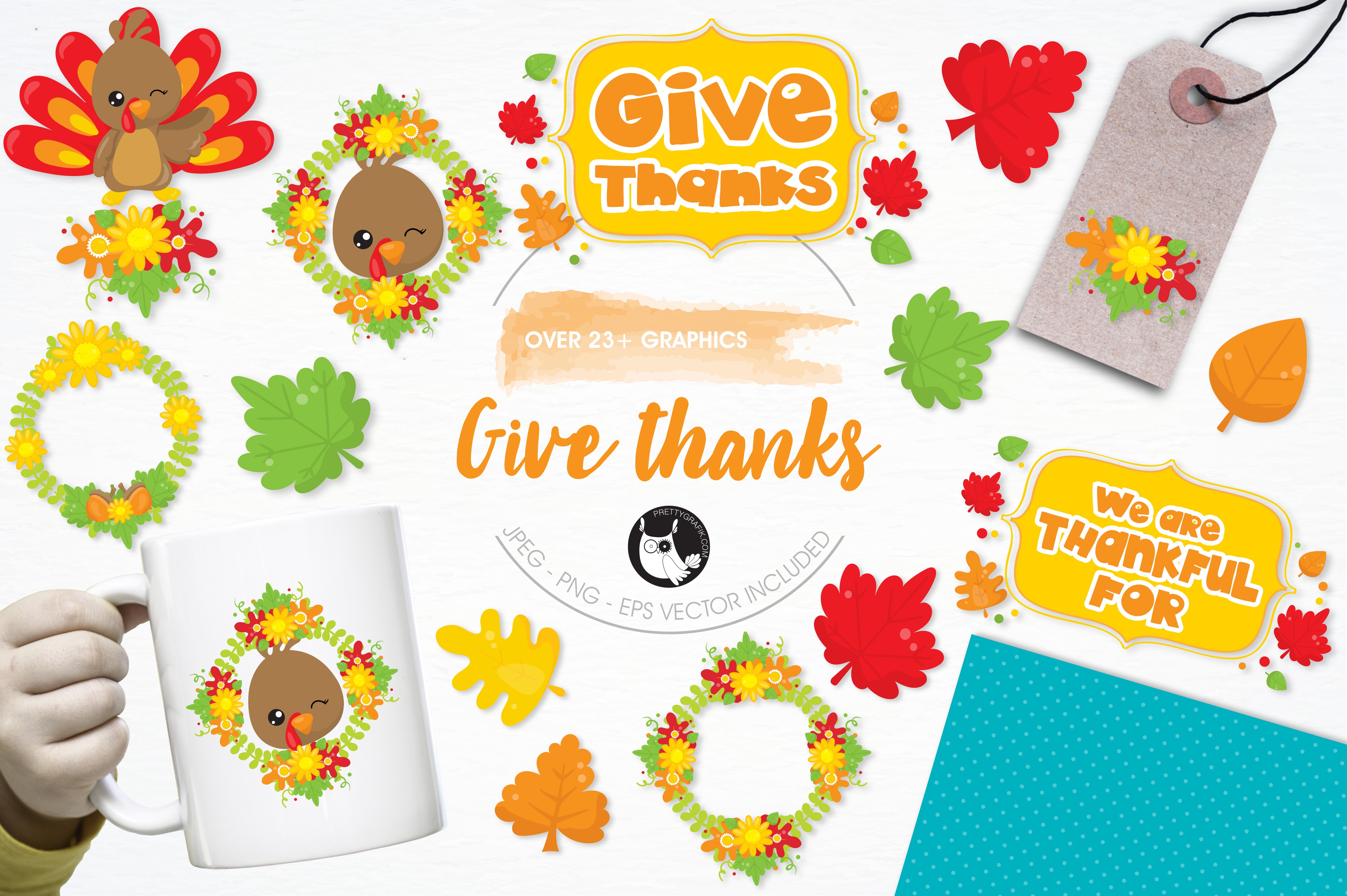 Give thanks illustration pack - Vector Image