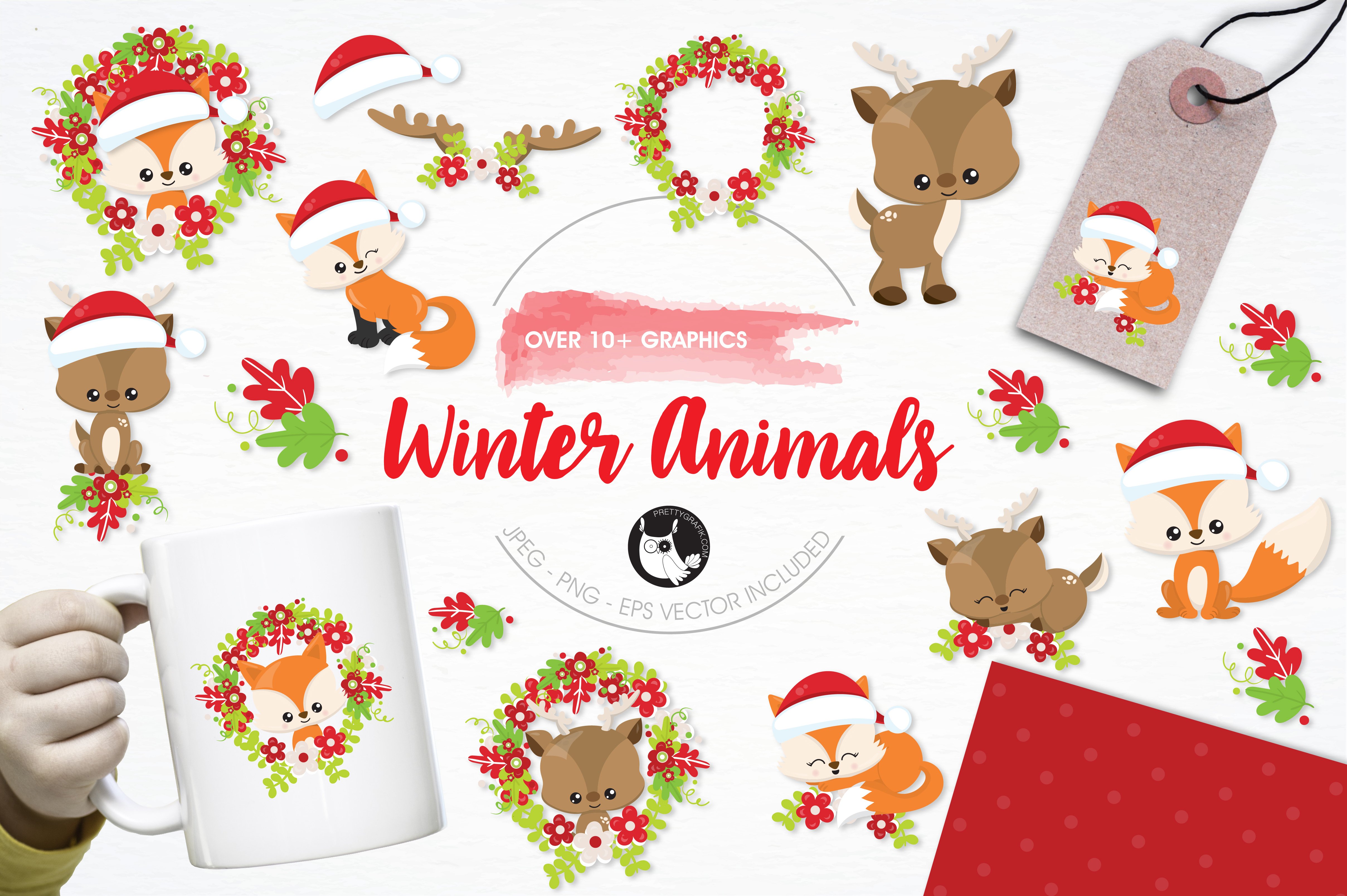 Winter animals illustration pack - Vector Image