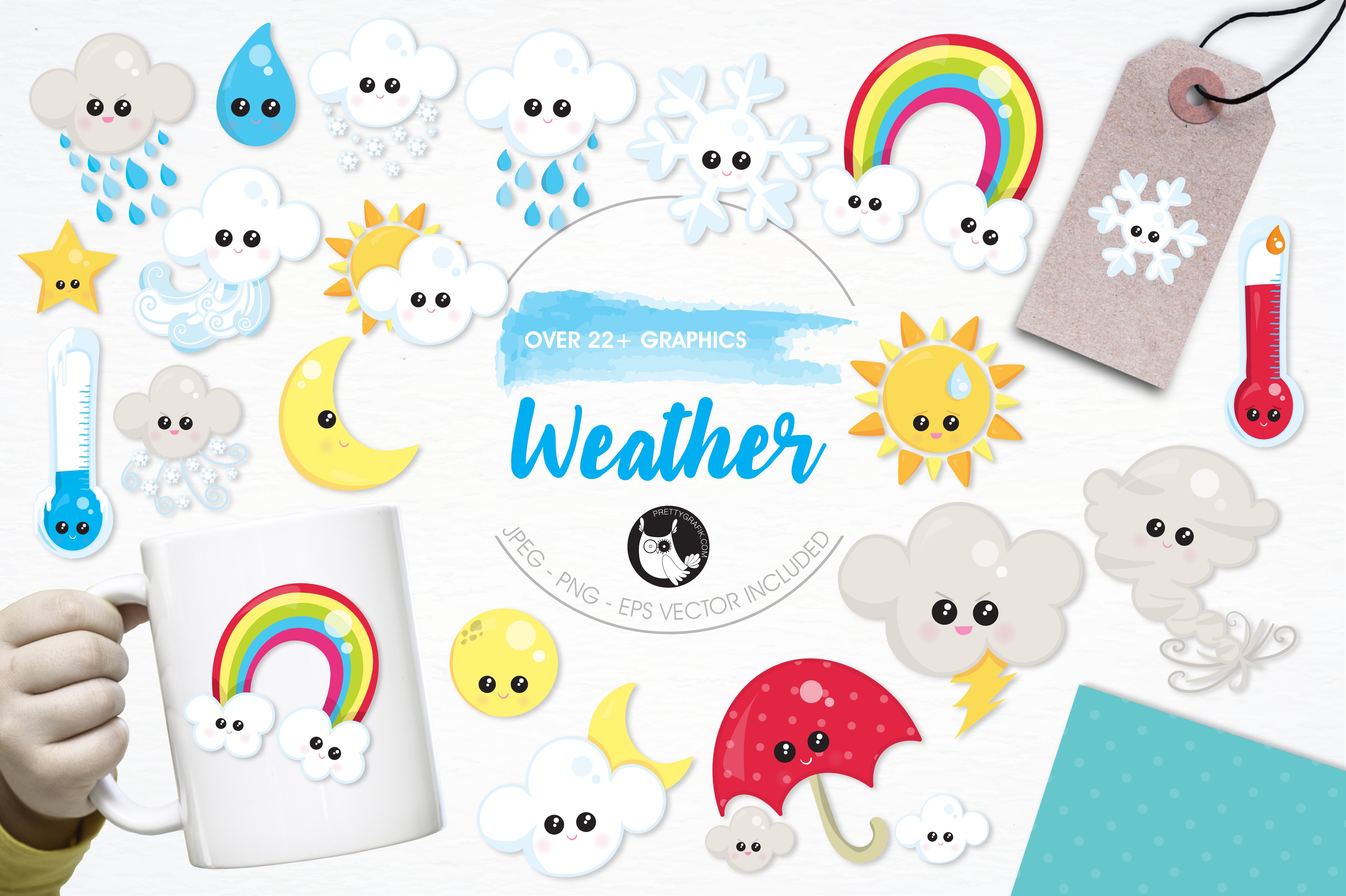 Weather illustration pack - Vector Image