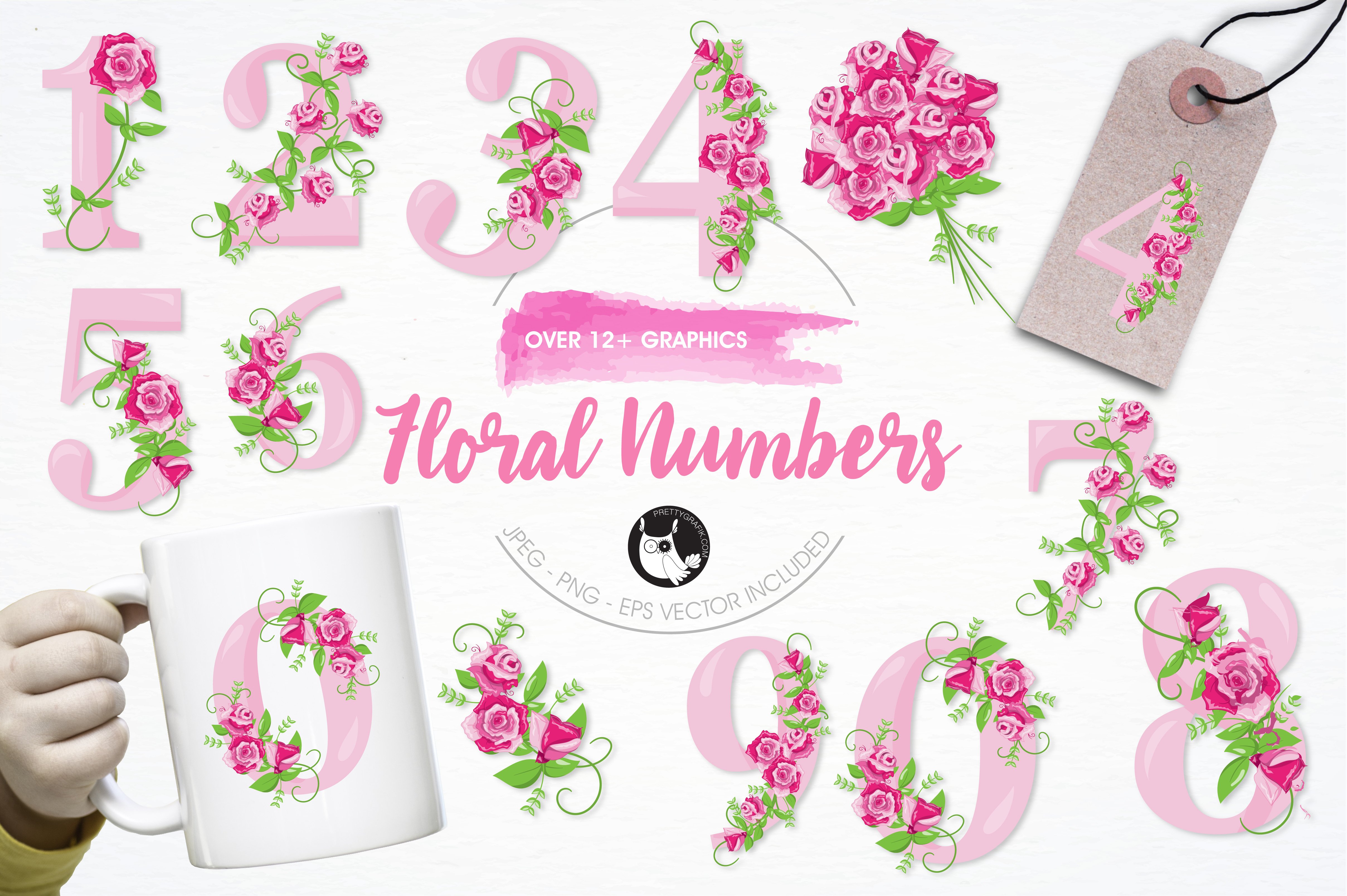 Floral numbers illustration pack - Vector Image