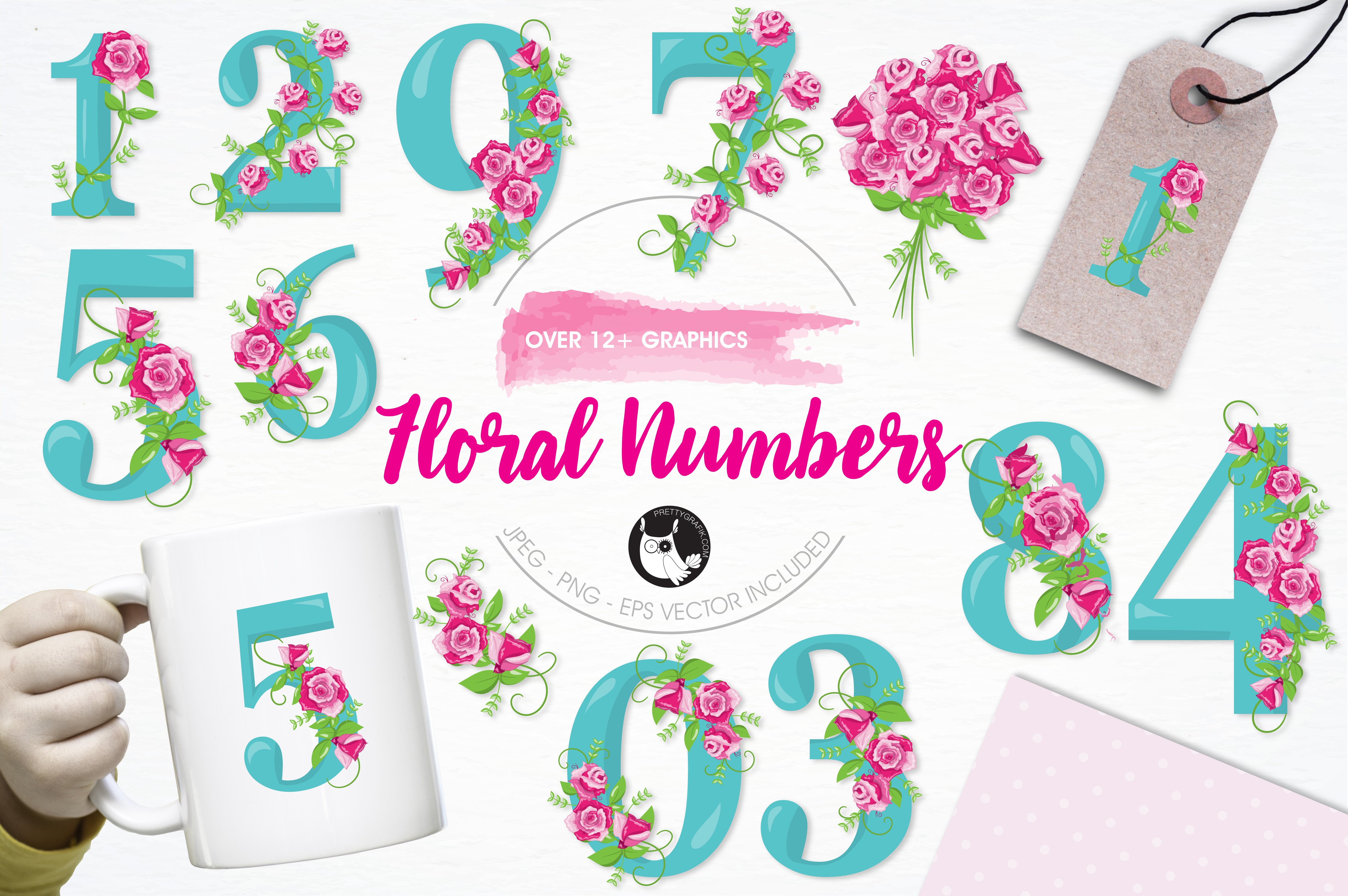 Floral numbers illustration pack - Vector Image