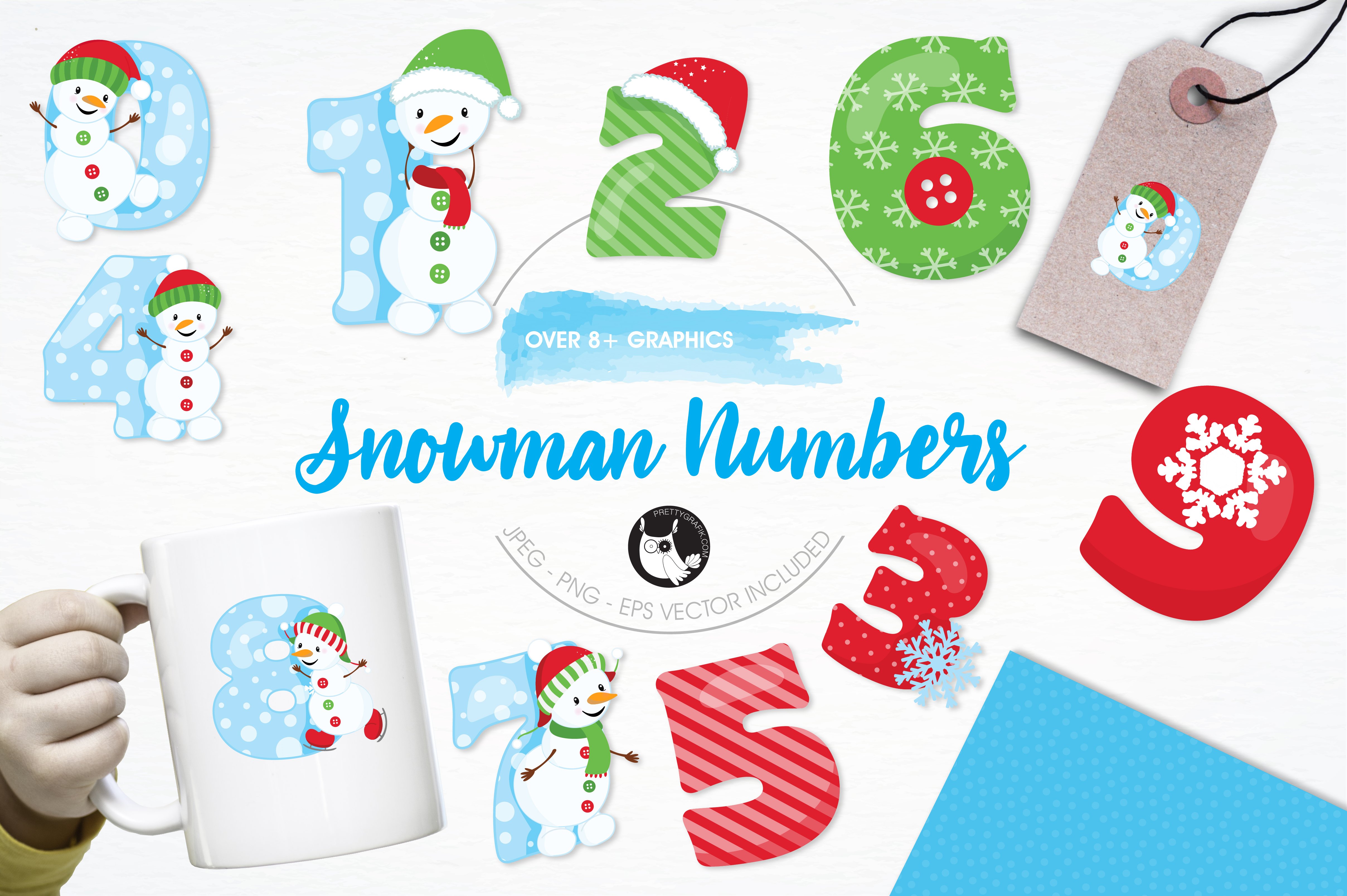 Snowman numbers illustration pack - Vector Image