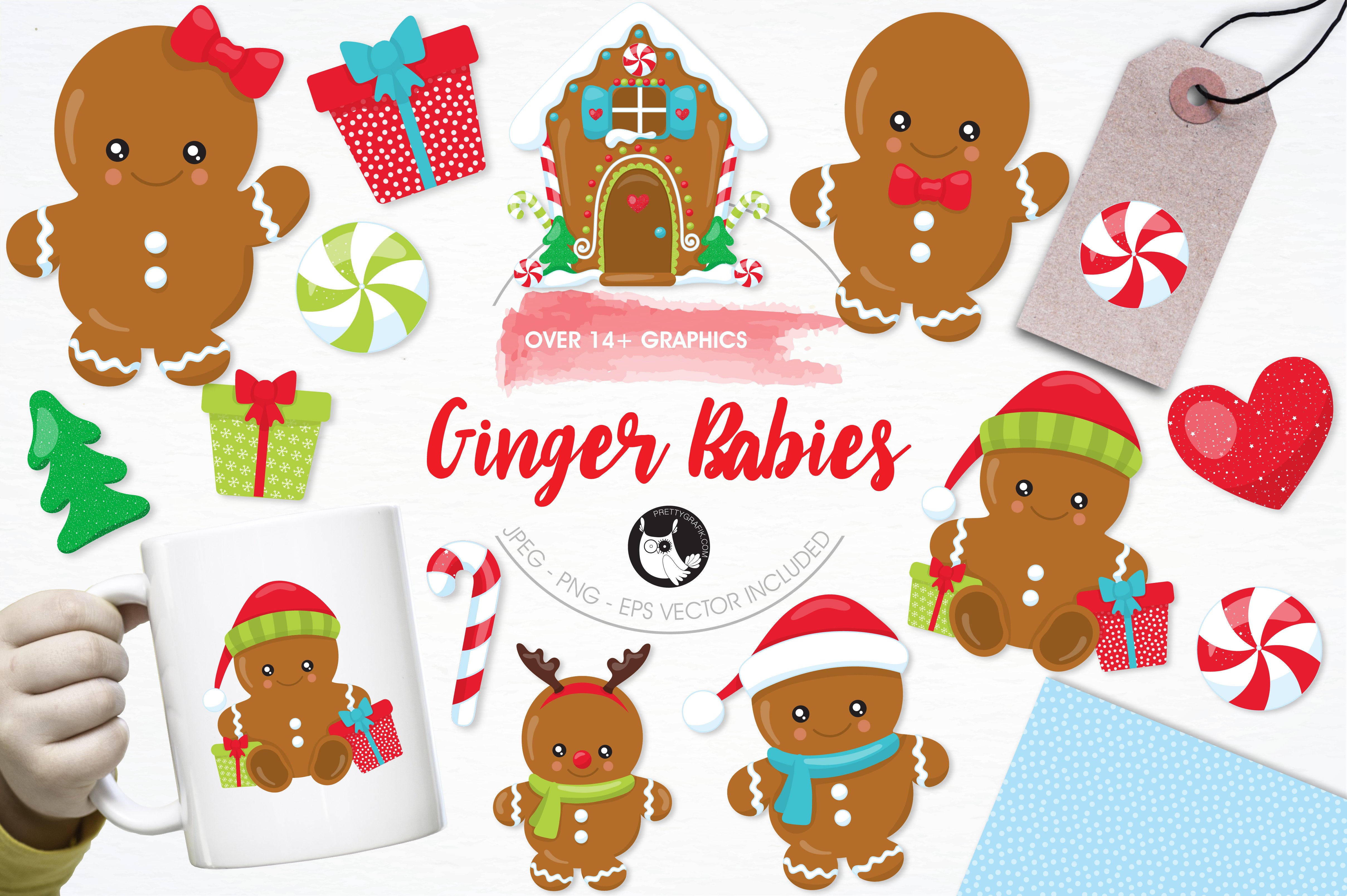 Gingerbread babies illustration pack - Vector Image