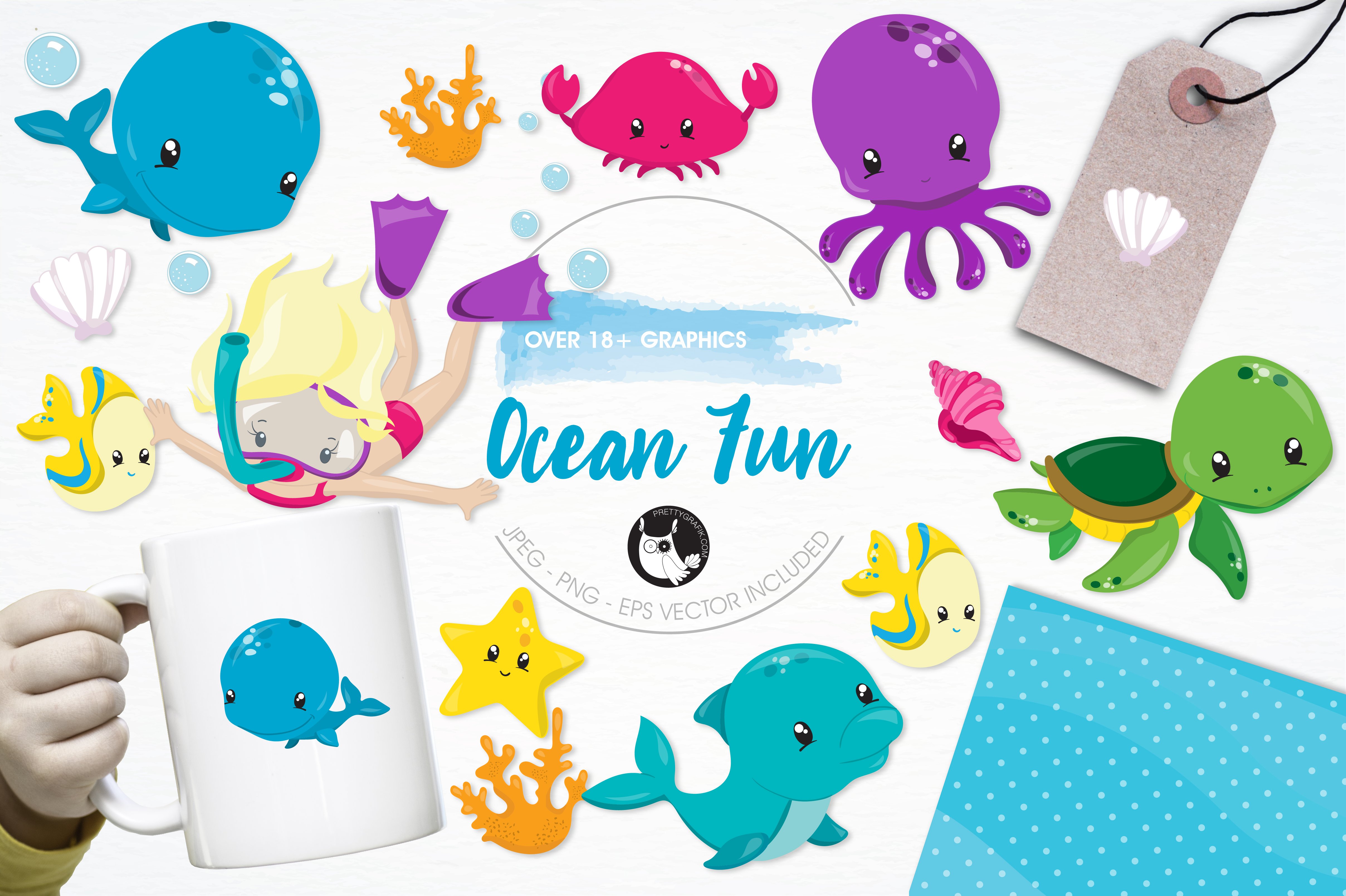 Ocean fun illustration pack - Vector Image