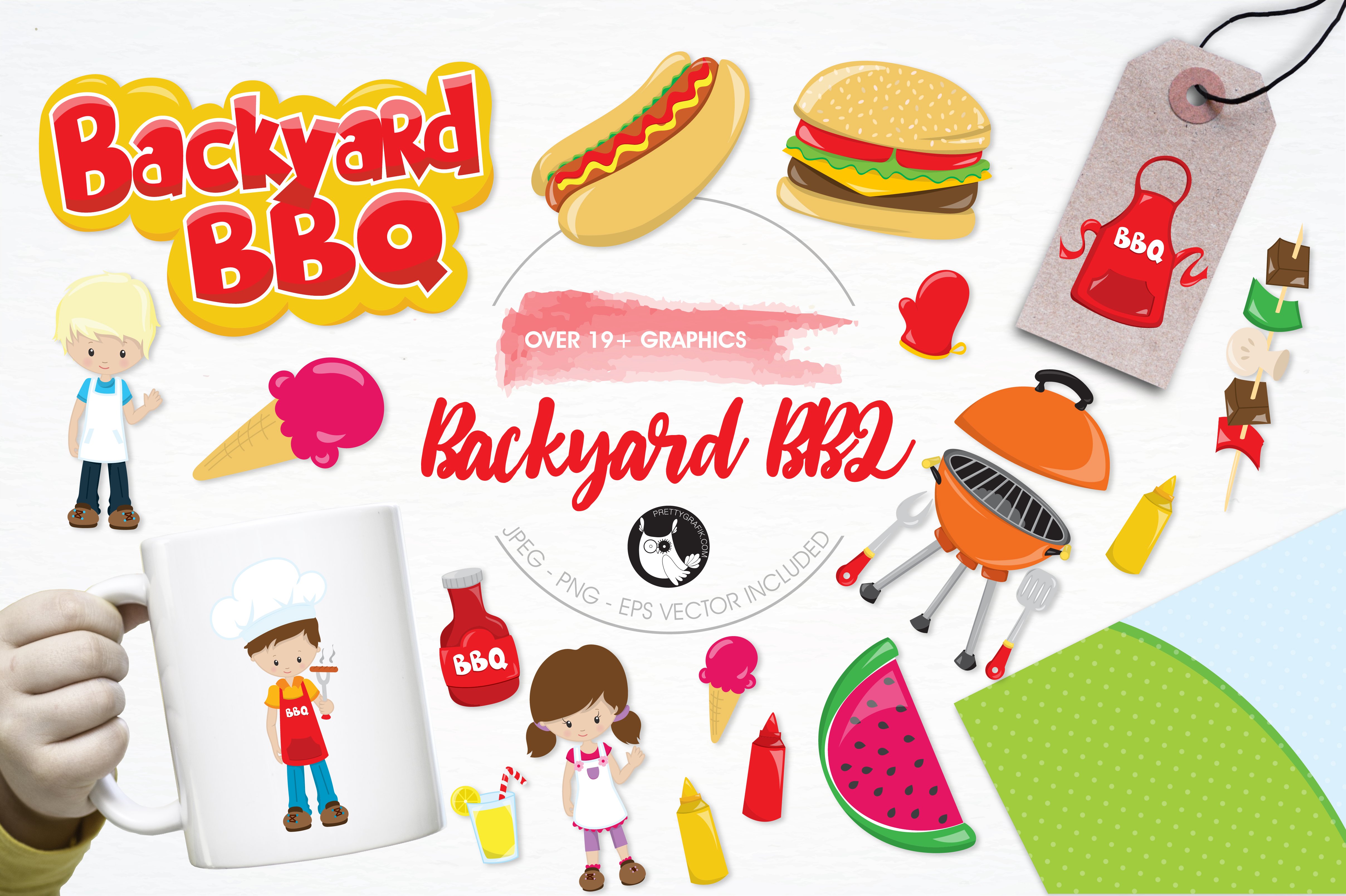 Backyard BBQ illustration pack - Vector Image