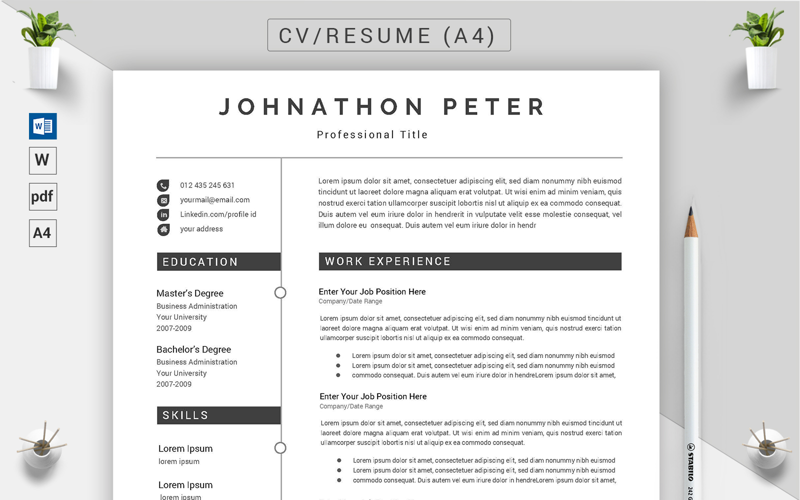 Johnathon Peter - CV & Resume Template