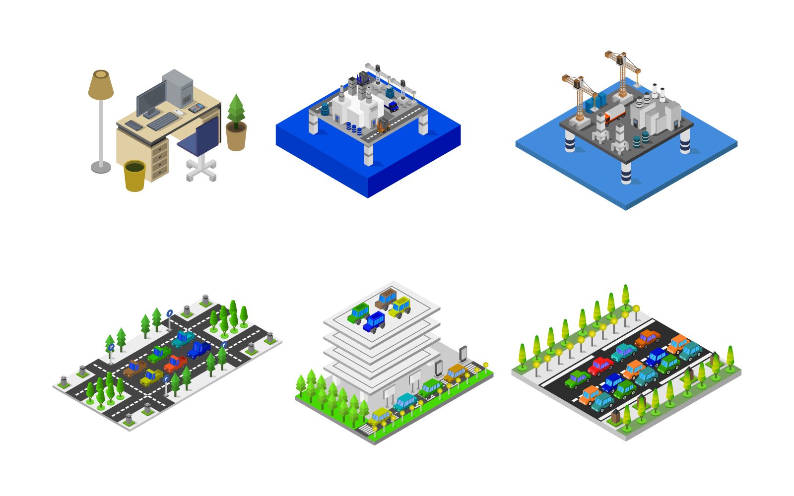 Set Of Isometric Illustrations - Vector Image