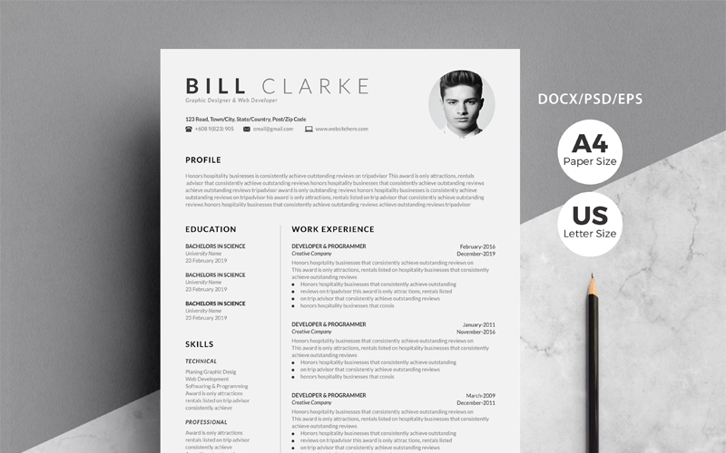 Word Resume & Cover Letter Resume Template