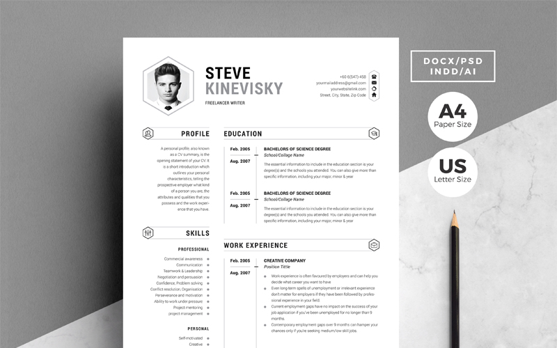 4 Pages Creative Pack Resume Template