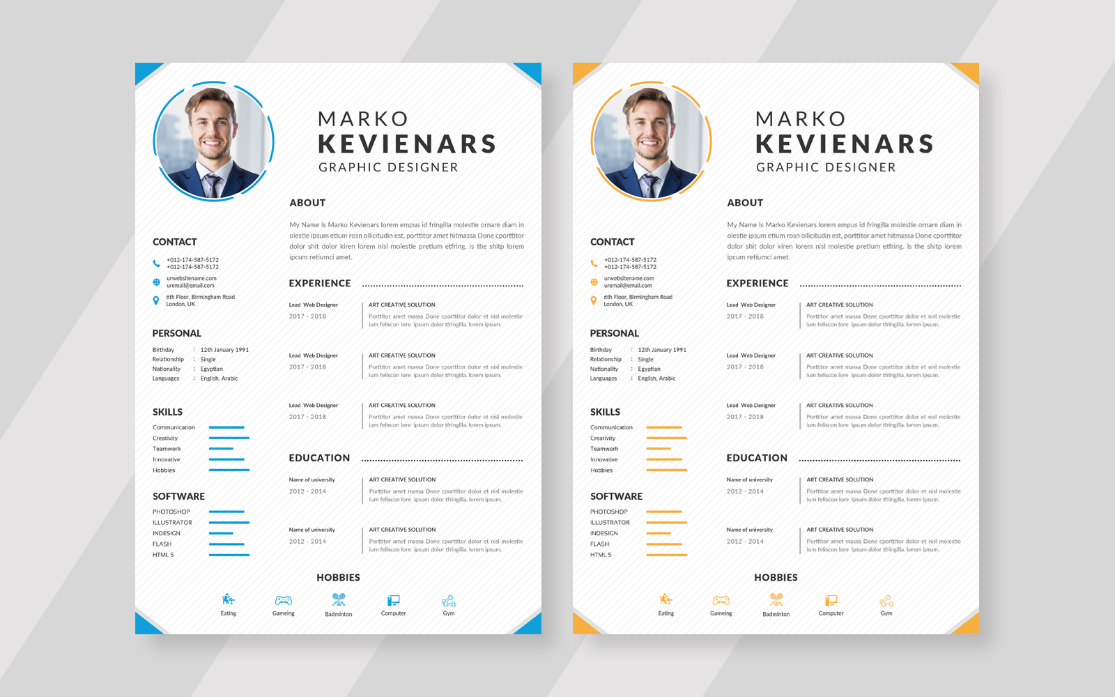 Corporate Marko Kevinenars Resume Template