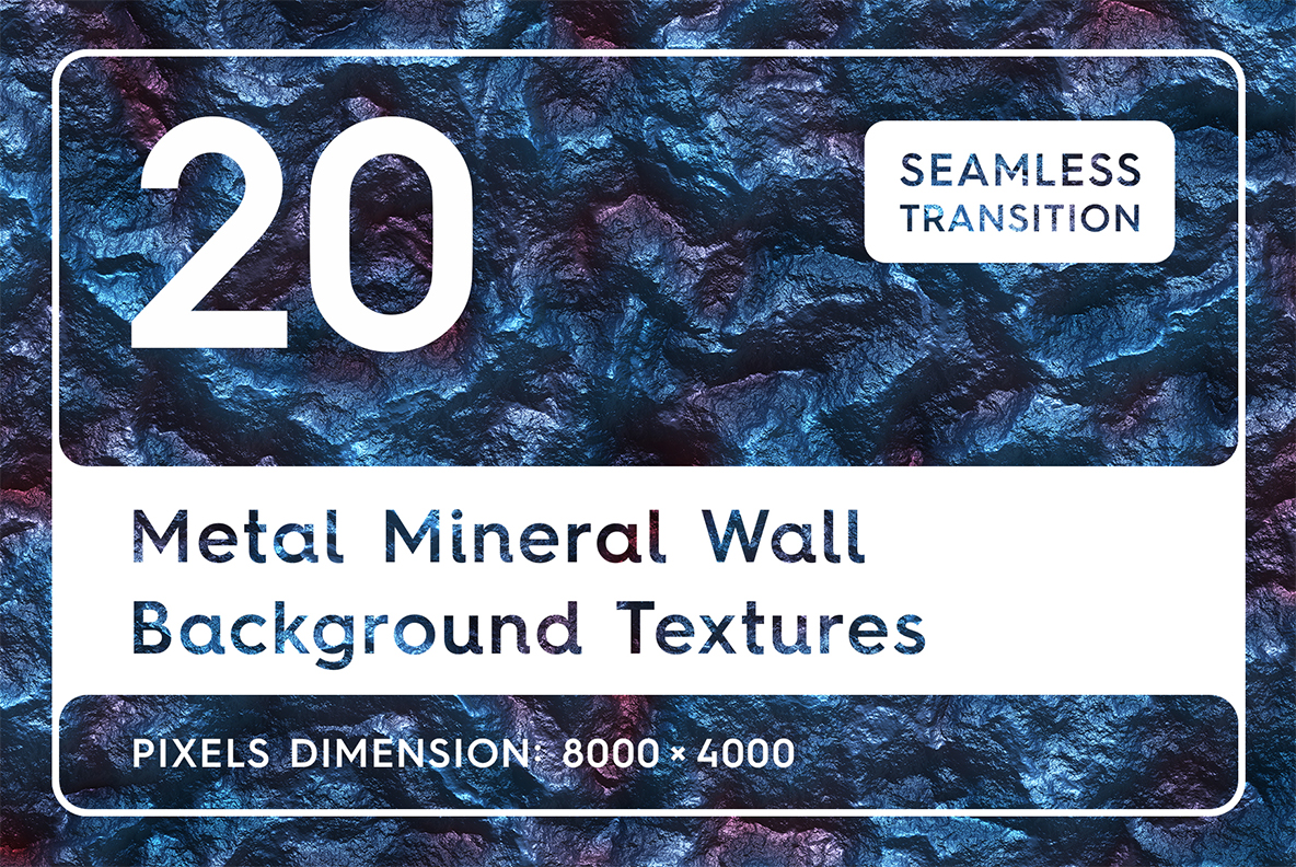 20 Metal Mineral Wall Textures. Seamless Transition. Background