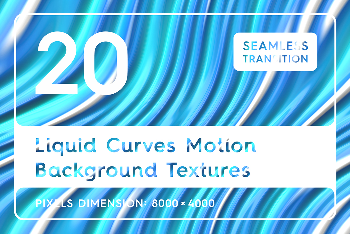 20 Liquid Curves Motion Textures. Seamless Transition. Background