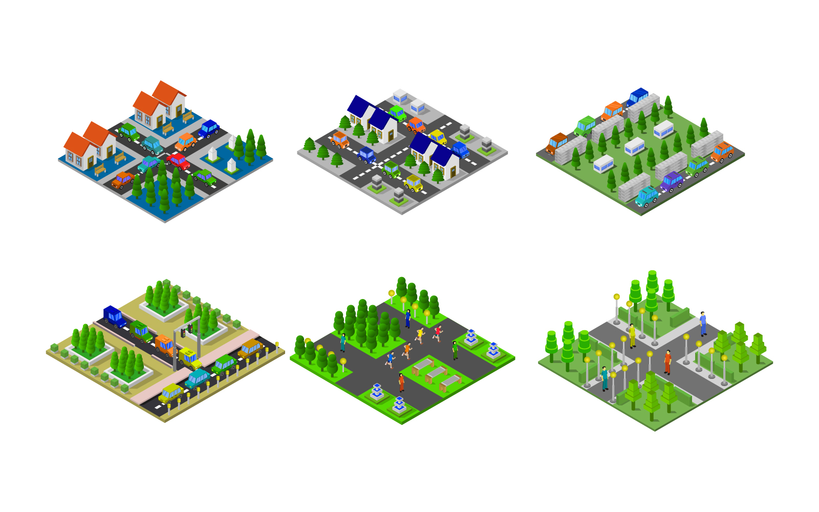 Isometric Buildings Set - Vector Image