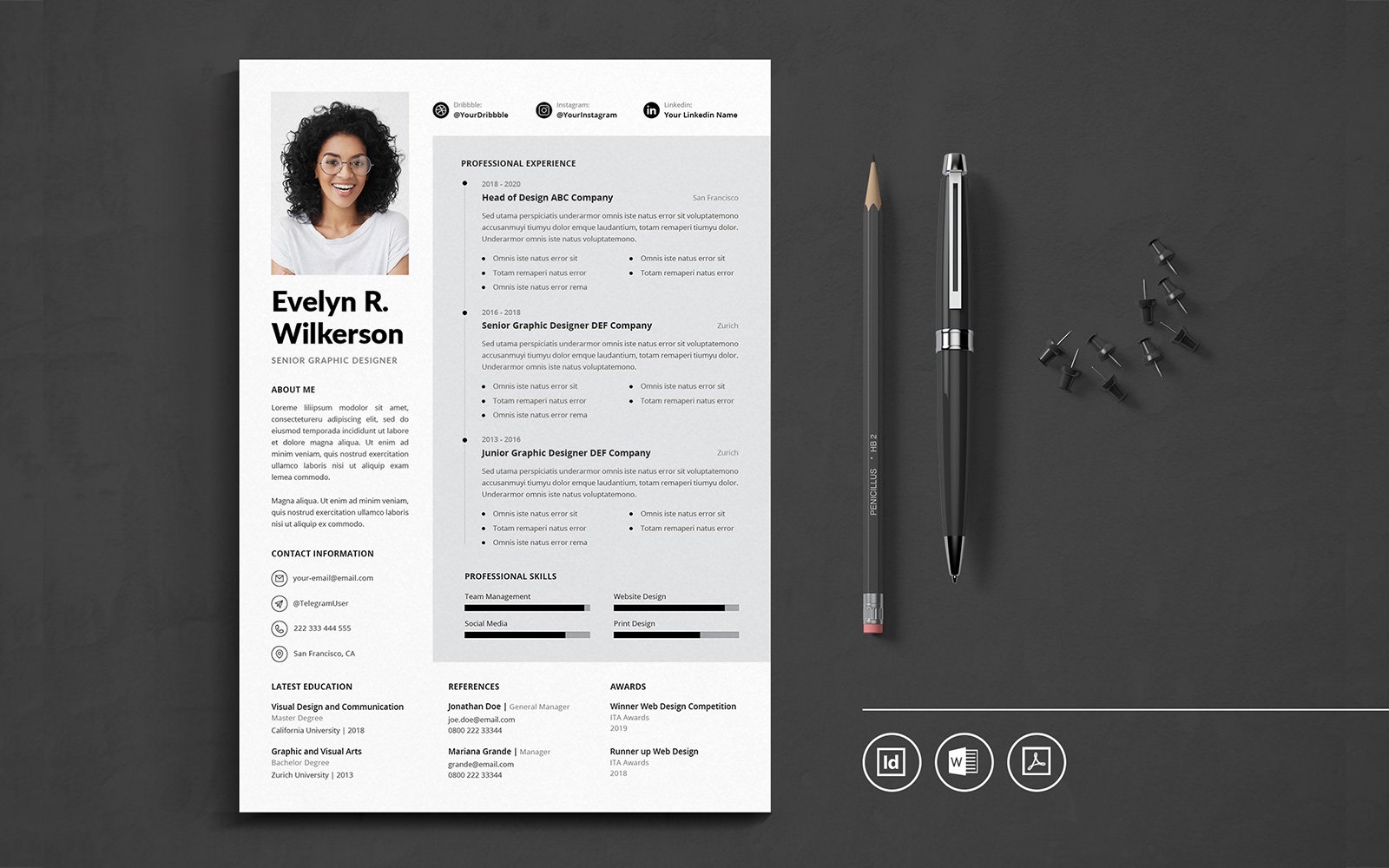 Professional CV Indesign Vol.54 Resume Template