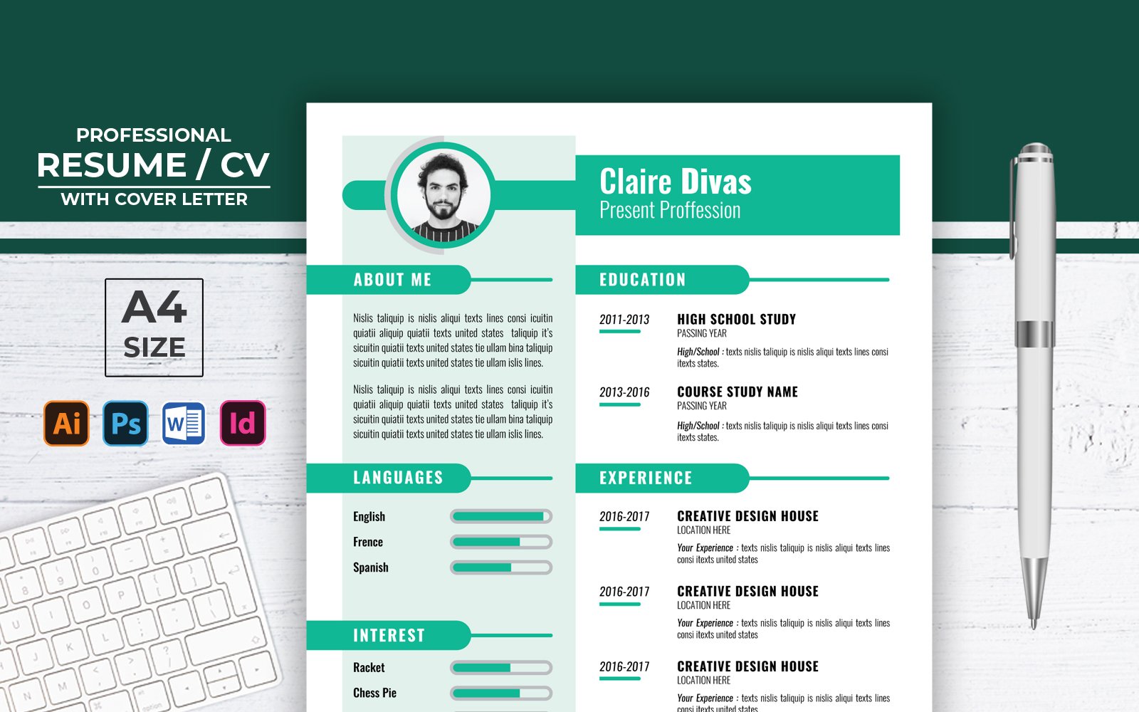 Claire Divas Professional CV Resume Template