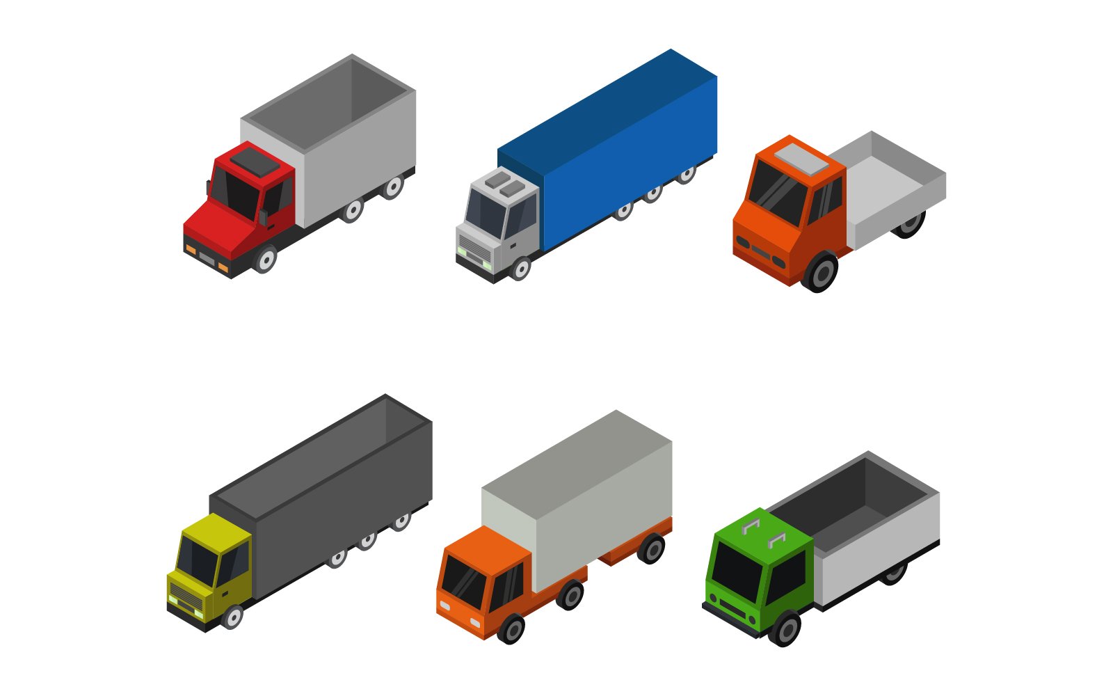 Set Of Isometric Trucks - Vector Image