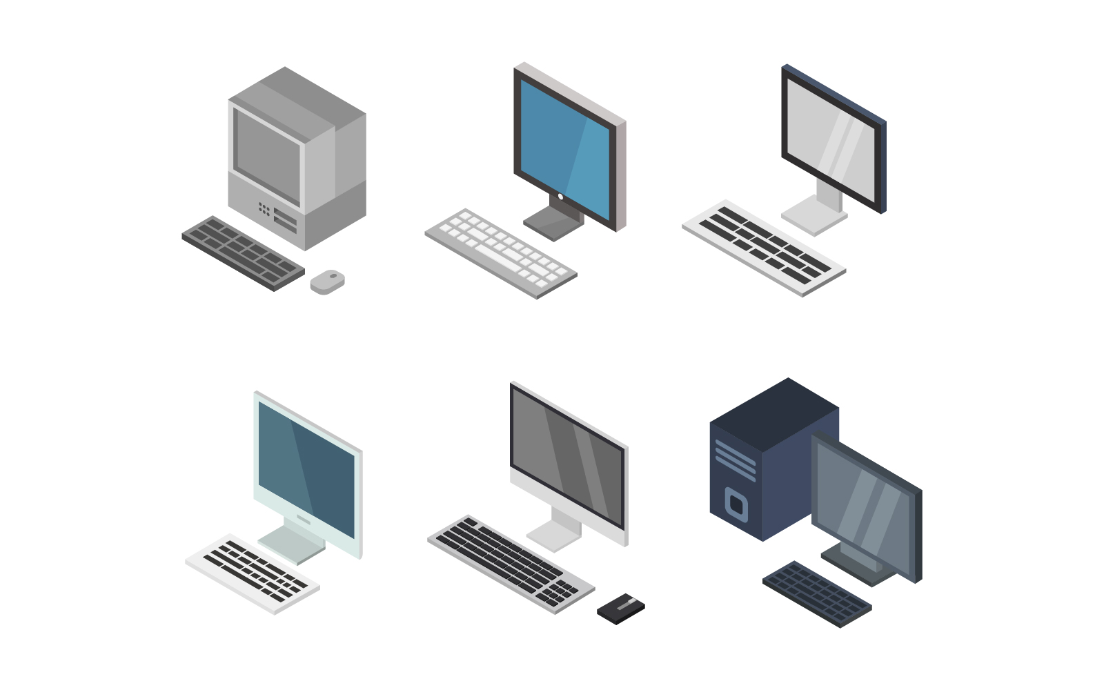 Isometric Computers Set - Vector Image