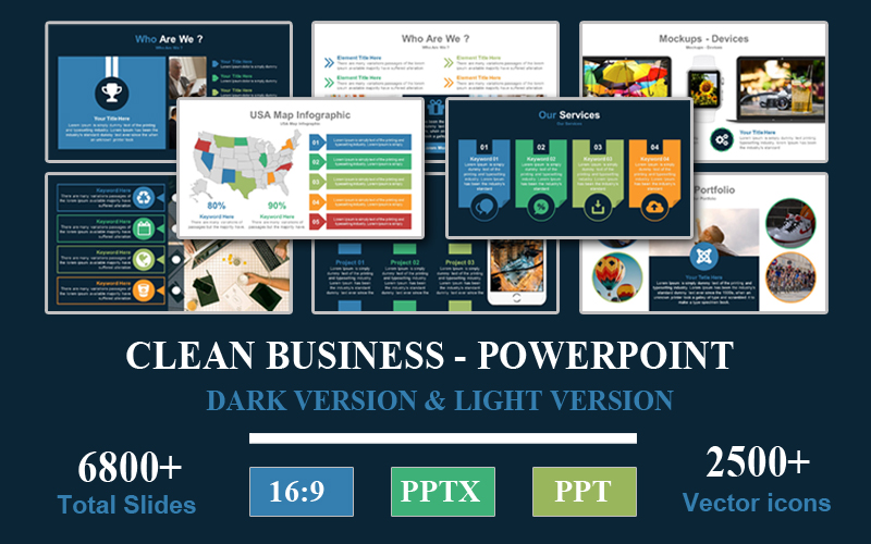 Clean Business - Presentation PowerPoint template