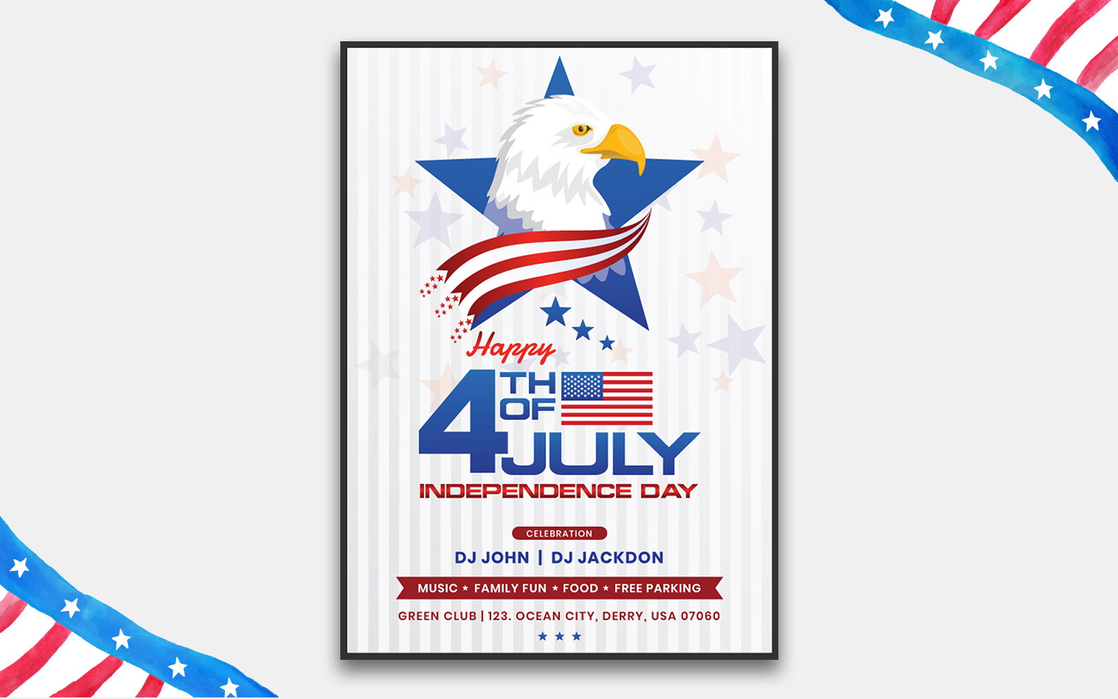 USA Independence Day Flyer - Eagle in Stars and Stripes Design
