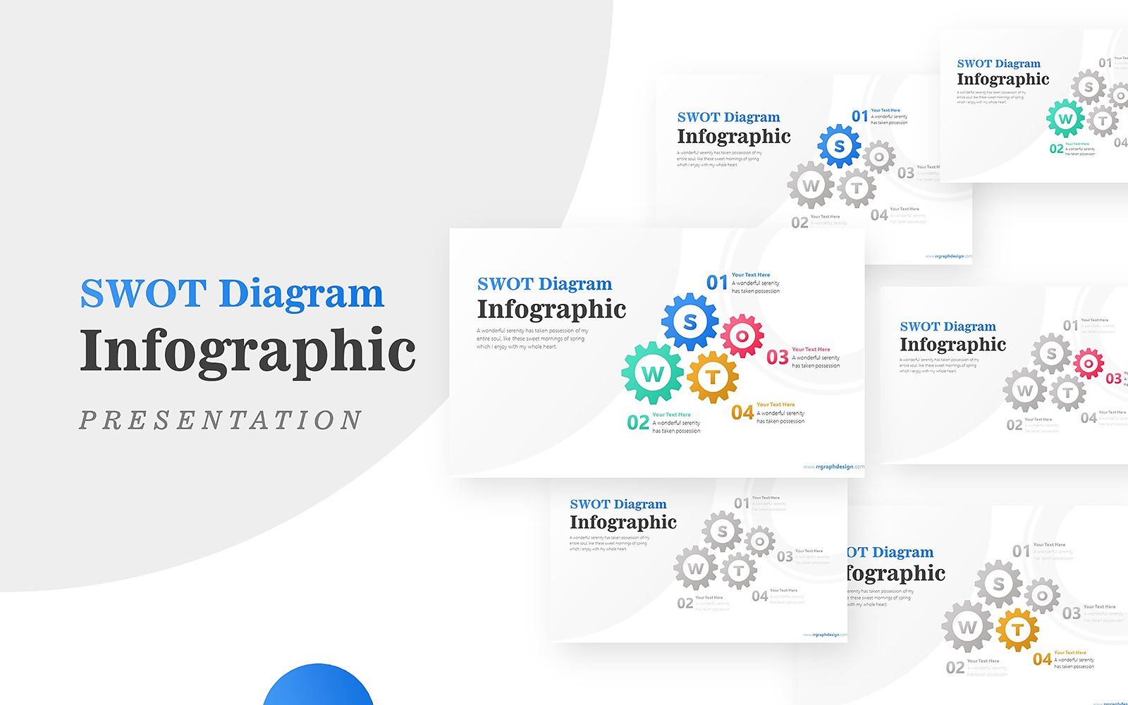 Creative SWOT Inside Gear for Business Analysis Infographic PowerPoint template