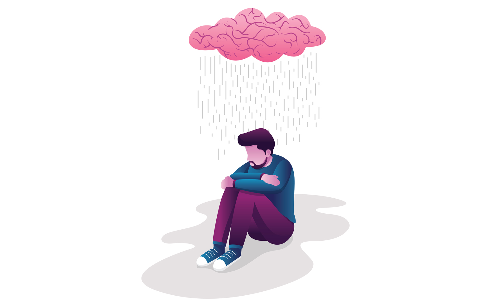 Man in Depression - Illustration