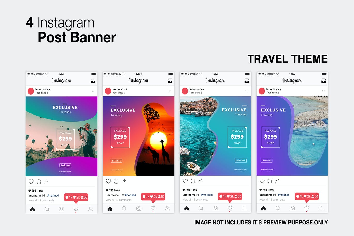 Travel Instagram Post Social Media Template